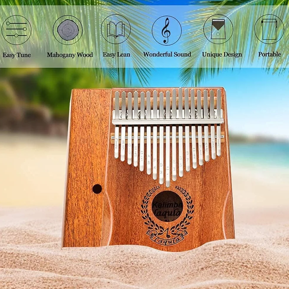 Kalimba 17 Klawiszy Fortepian – Przenośny Mbira Sanza Palec Fortepian Profesjonalny Instrument Muzyczny z Instrukcja Nauki, Młotek Strojeniowy Prezent Dla Dzieci Dorosłych