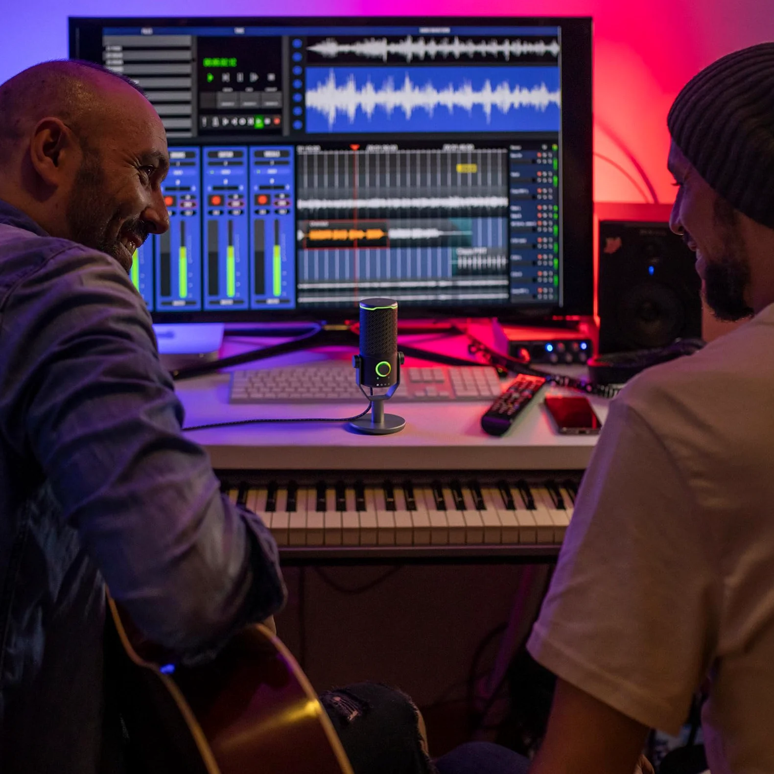 JBL Quantum Stream Studio, Mikrofon USB, Czarny | Nagrywania i Gier, 4 Charakterystyki Odbioru Głosu, Miernik RGB VU, Kompatybilny z JBL QuantumEngine