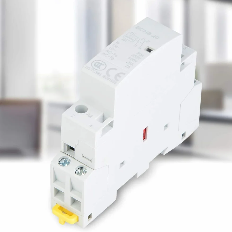 Przekaźnik 230V Suchy Styk Stycznik 2P 20A Domowy Stycznik Prądu Przemiennego do Montażu na Szynie Din elektryczność 1No 1Nc (220V 230V) (220V/230V)
