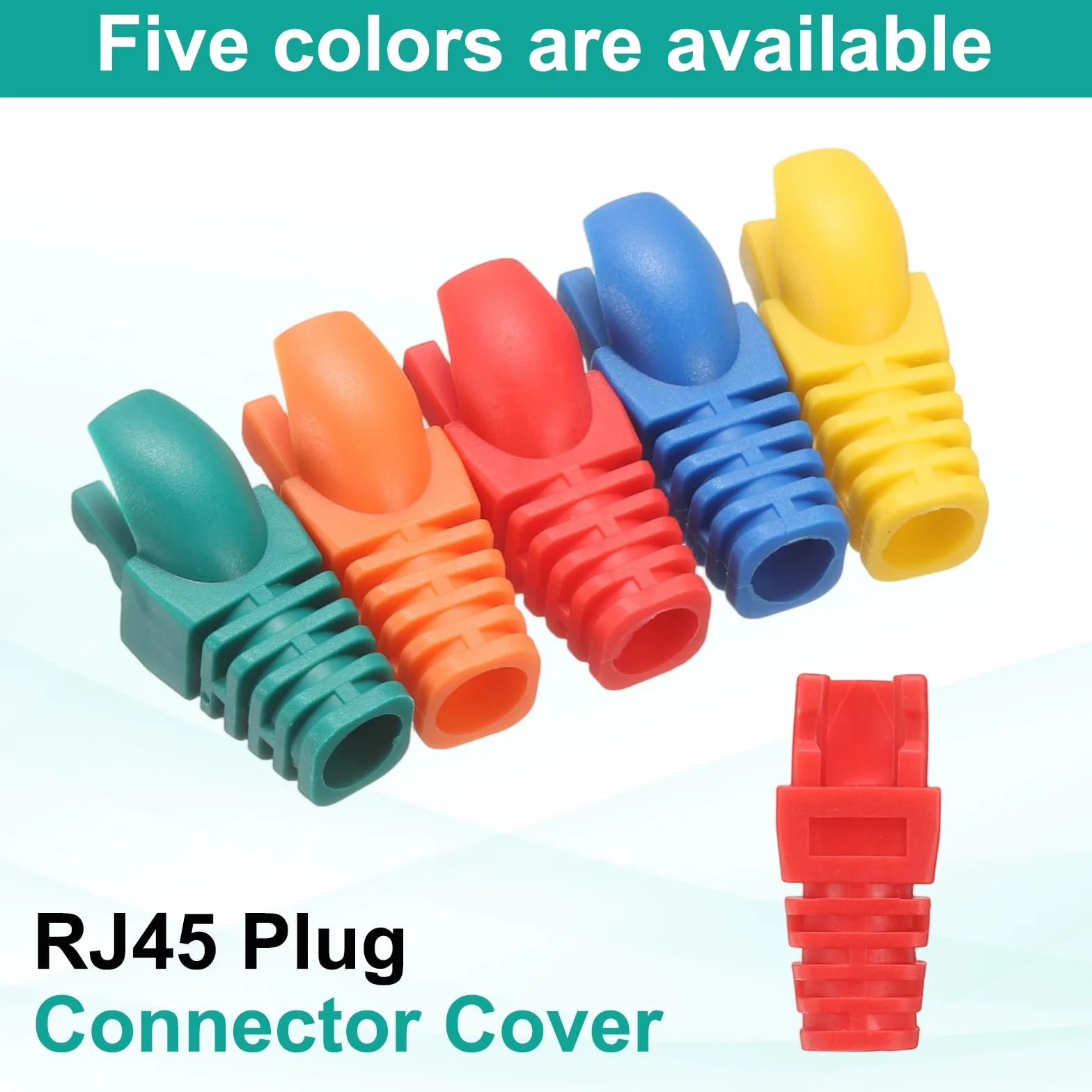 PATIKIL Złącze RJ45 pokrywa 50 szt. Cat5, Cat5E, Cat6, Cat7, kabel sieciowy do łodzi, osłona do laptopów, komputerów, routerów, inteligentnych kamer sieciowych, drukarek, 5 kolorów