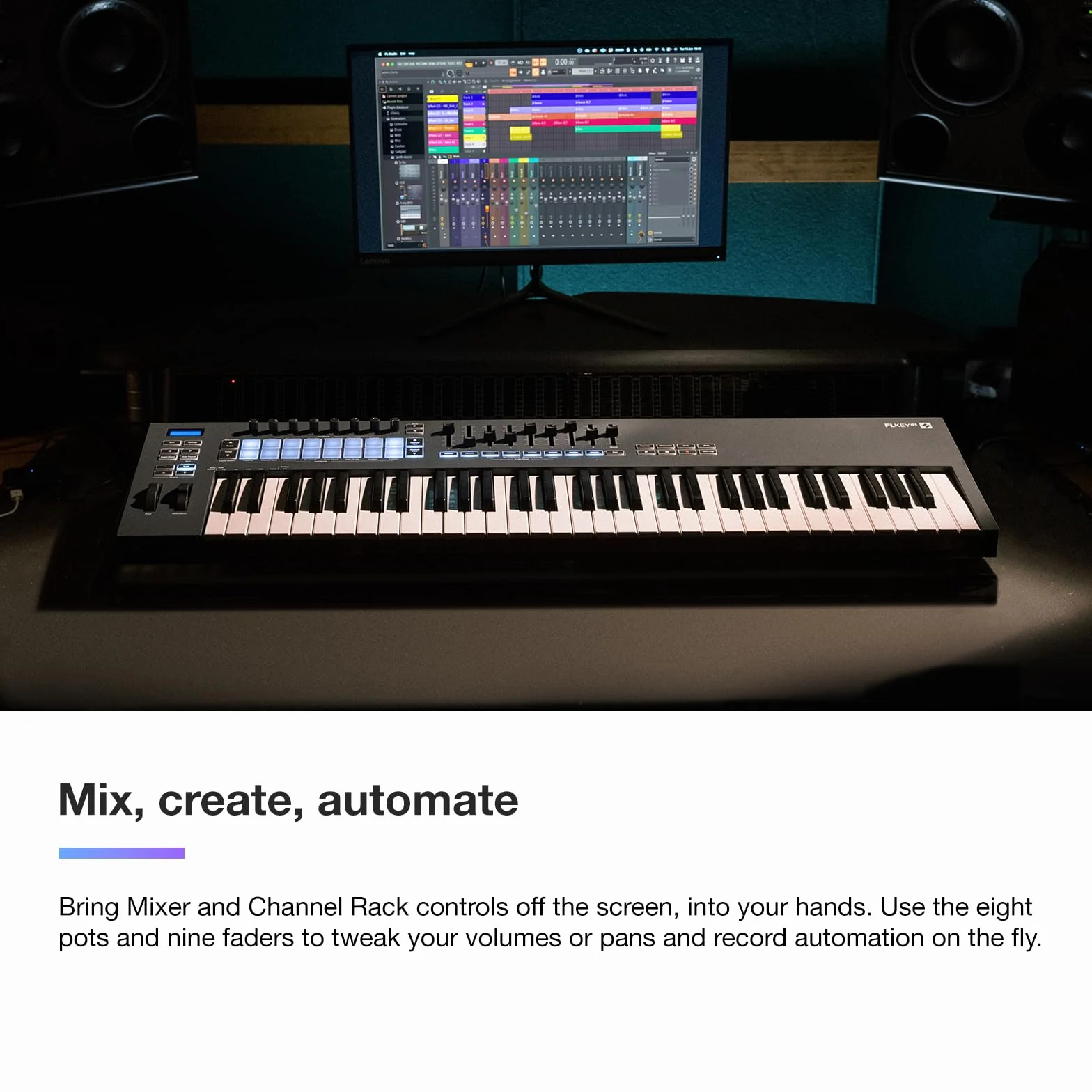 Novation FLkey 61, kontroler klawiatury MIDI — płynna integracja FL Studio z trybem akordów i skalowania. Kompleksowe oprogramowanie do produkcji muzyki