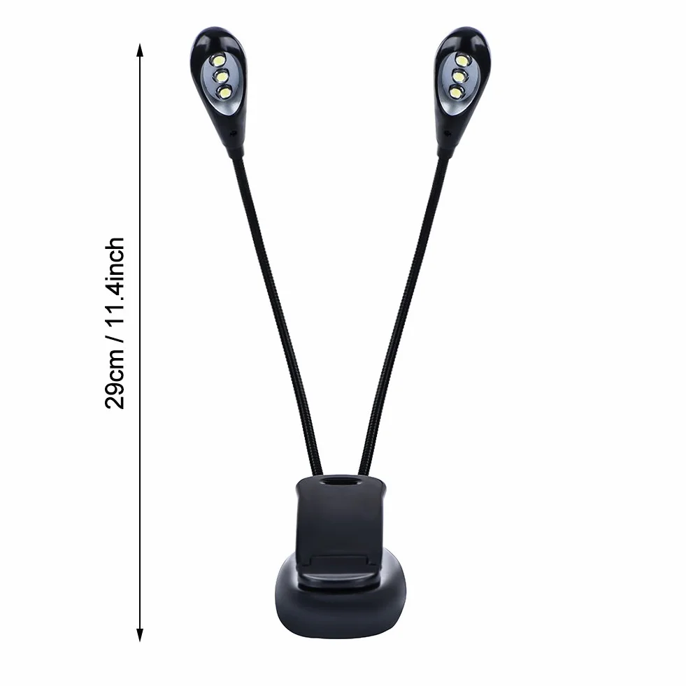 Lampka z Klipsem, Stojak na Nuty z Klipsem Lampka do Czytania Książek Lampa LED z możliwością ładowania Przez USB do Stojaka na Nuty (6 świateł)