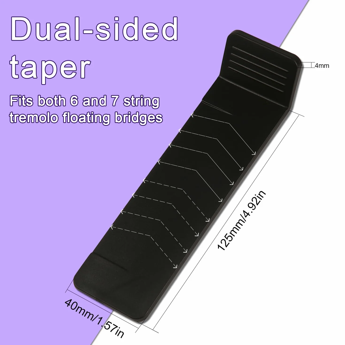 Guitar Bridge Shim, Wytrzymaly Plastik Tremblock do Podnoszenia Mostków Gitary Elektrycznej, Narzedzie do Regulacji Mostka Gitary do Latwego Strojenia i Szybkiej Wymiany Strun (Czarny)