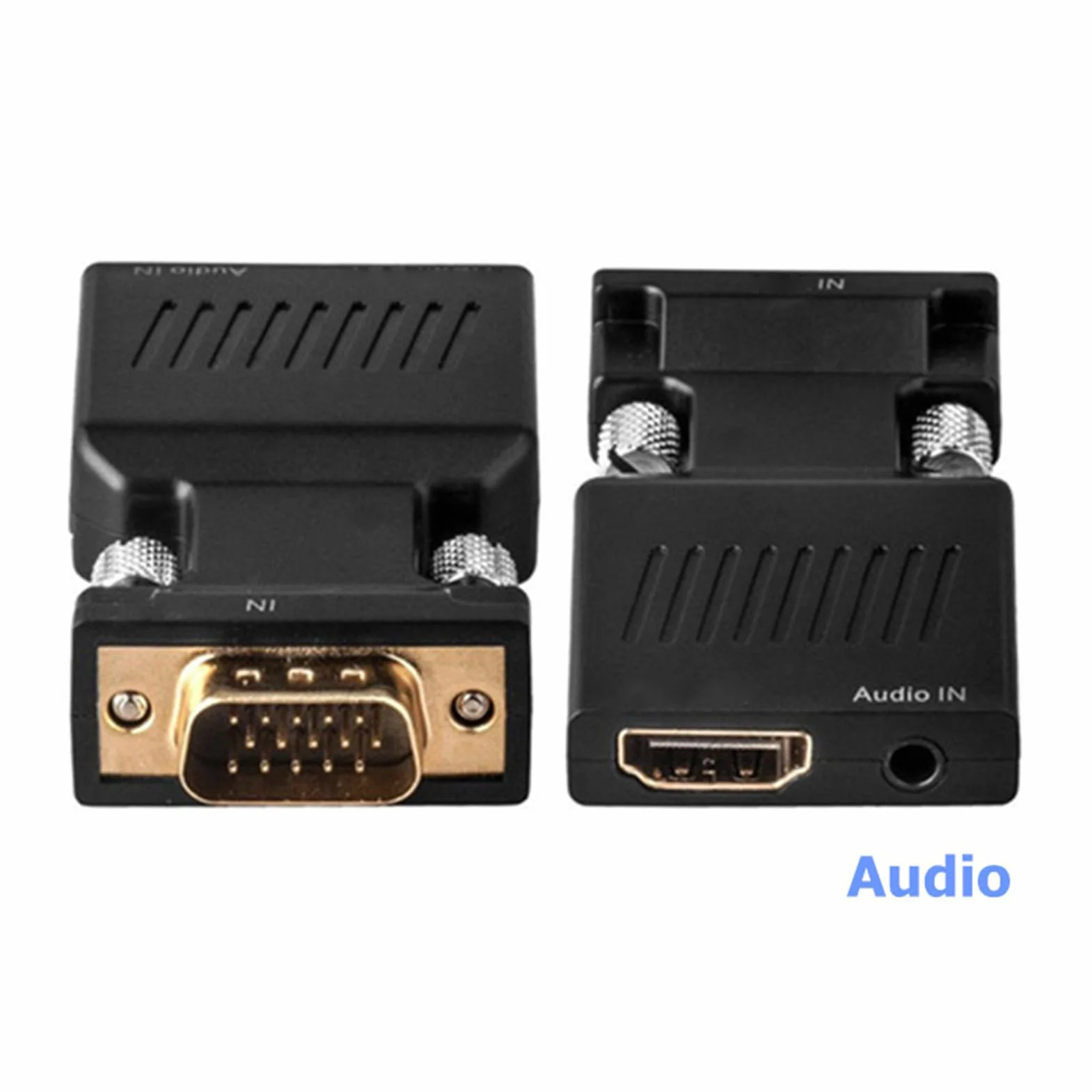 Adapter VGA na HDMI, Konwerter Interfejsu Multimedialnego VGA na HD z Portem Audio 3,5 Mm, Aktywny Męski Konwerter VGA na żeńskie HDMI 1080P, Obsługuje synchronizację Dźwięku i
