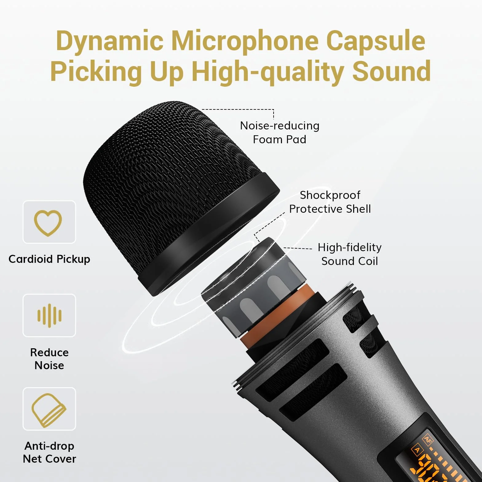 Systemy mikrofonów bezprzewodowych, TONOR Profesjonalny zestaw mikrofonów karaoke UHF,mikrofon do śpiewania z odbiornikiem do domowego karaoke, imprez, kościołów, DJ-ów, wesel, przemówień TW350 Szary