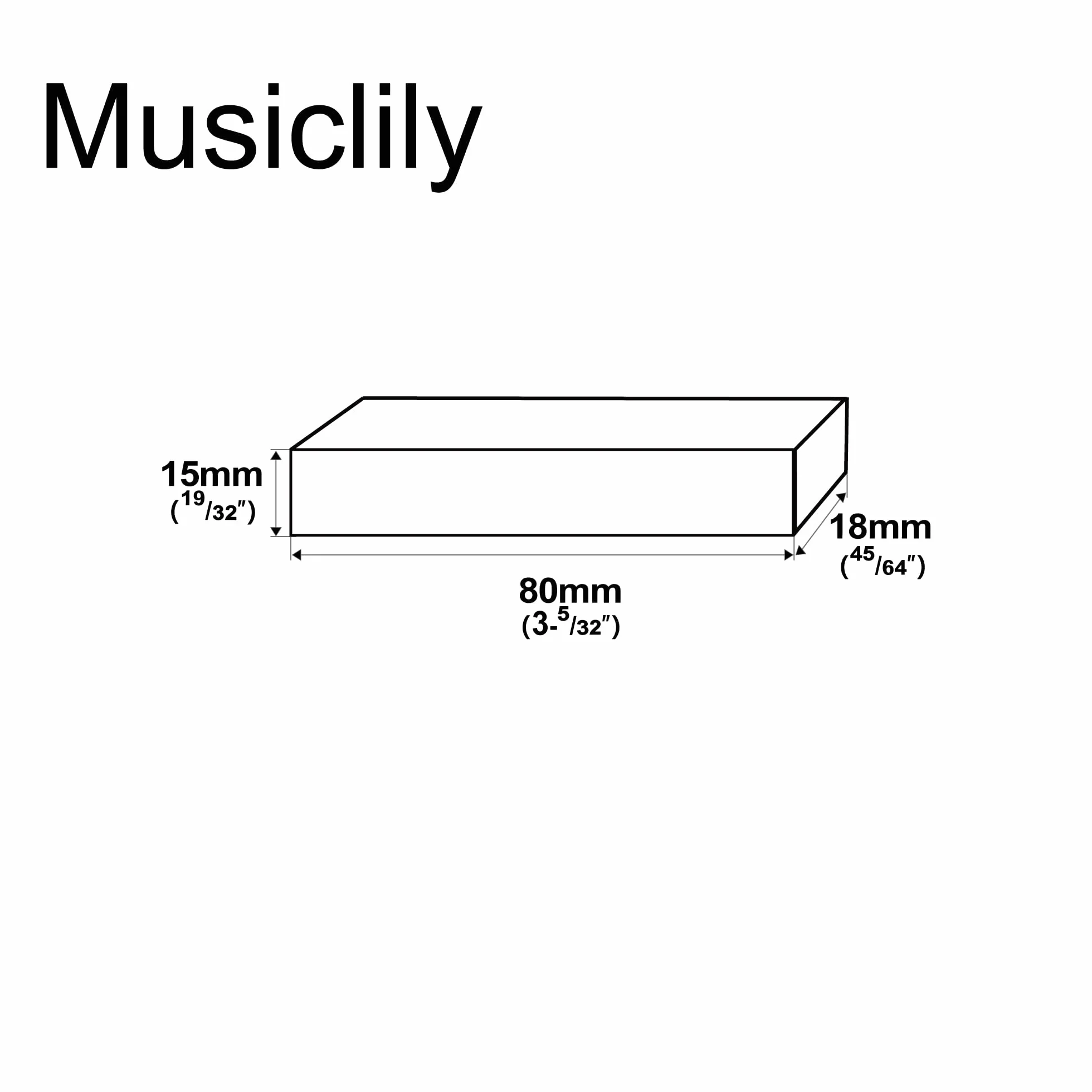 Musiclily Pro 80x18x15mm Samoprzylepny Pianka do Regulacji Wysokości Przetwornika do Przetwornika Jazz Bass, Czarny (10 szt.)