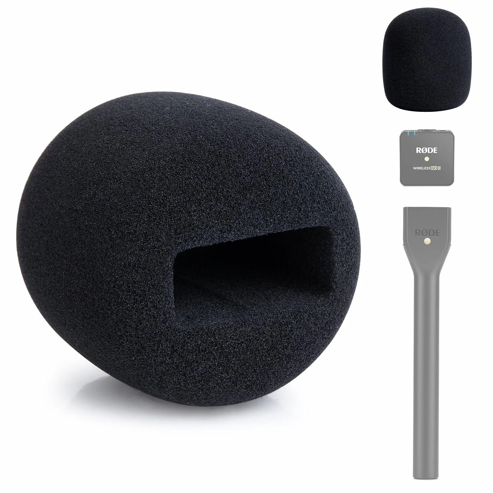 YOUSHARES Piankowa osłona mikrofonu kompatybilna z Rode Wireless Go II/PRO, odpowiednia do adaptera ręcznego Interview Go, wymienny filtr pop rode do blokowania eksplozji dźwięku