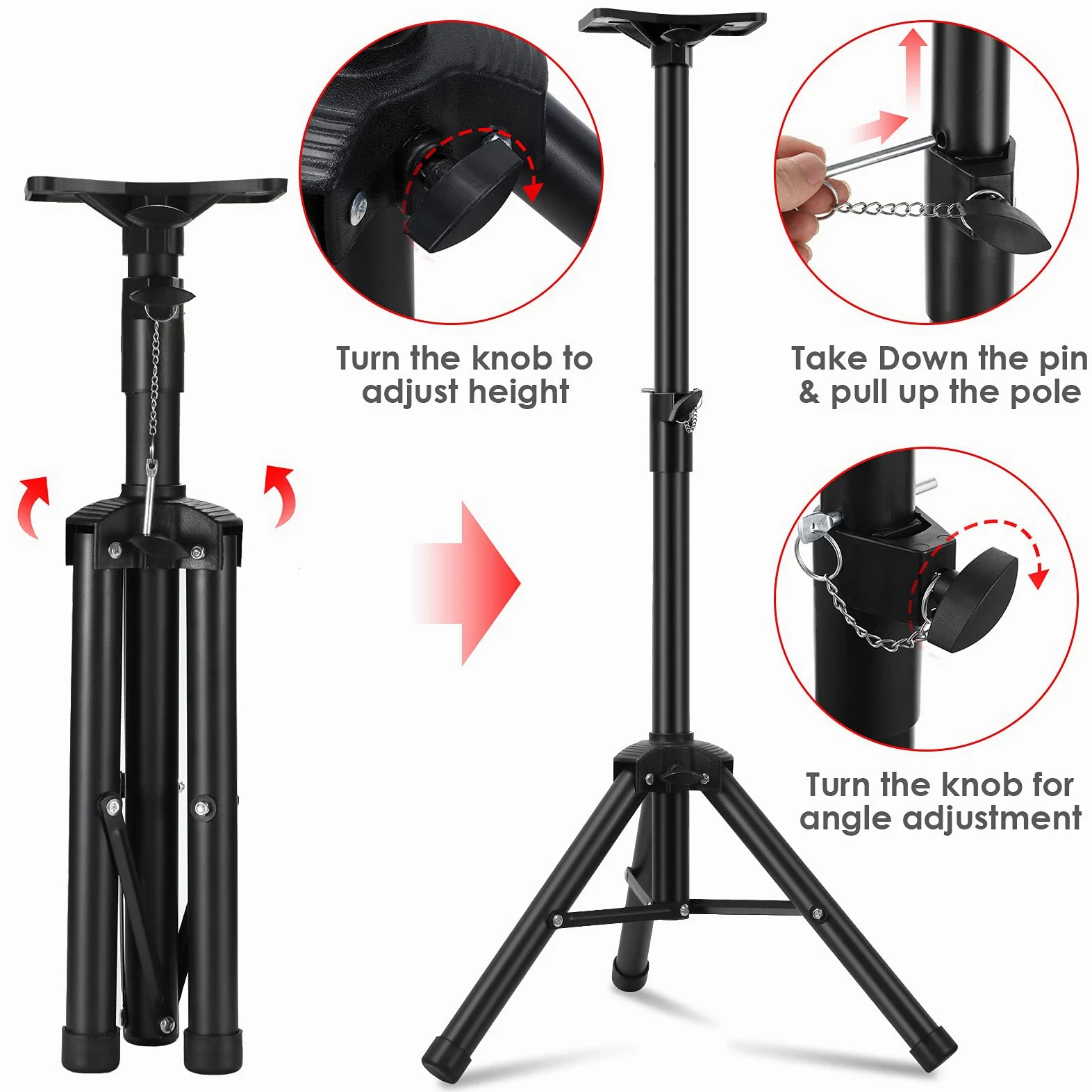 Wytrzymały stojak na głośniki PA i DJ - regulowana wysokość 76 cm do 112 cm stal, torba transportowa