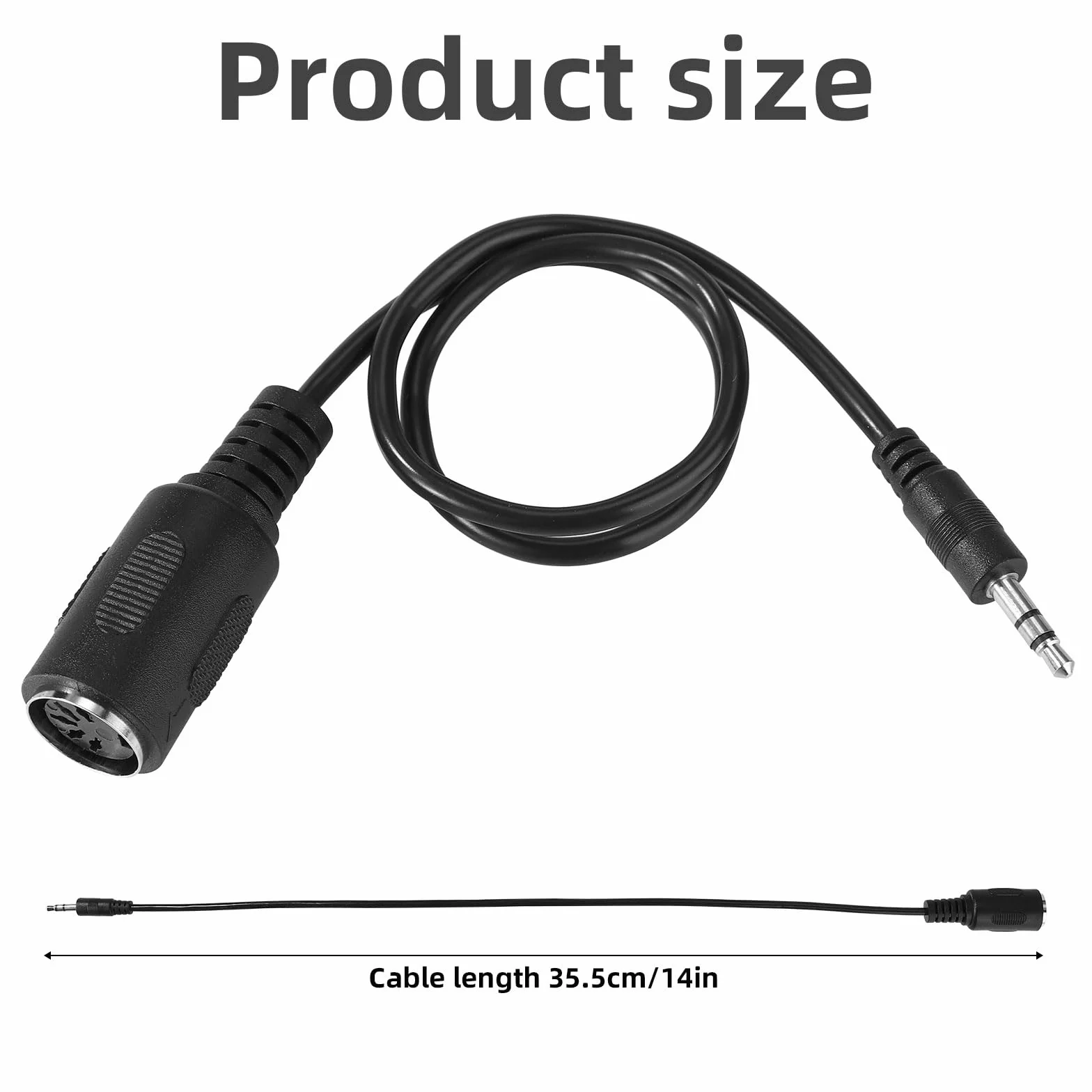 2 Sztuki Adapter Typ-A MIDI do 3,5mm, 35,5cm Przejściówka MIDI Żeńska na TRS 3,5mm Męska Konwerter Audio do Keyboardów Syntezatorów & DAWs