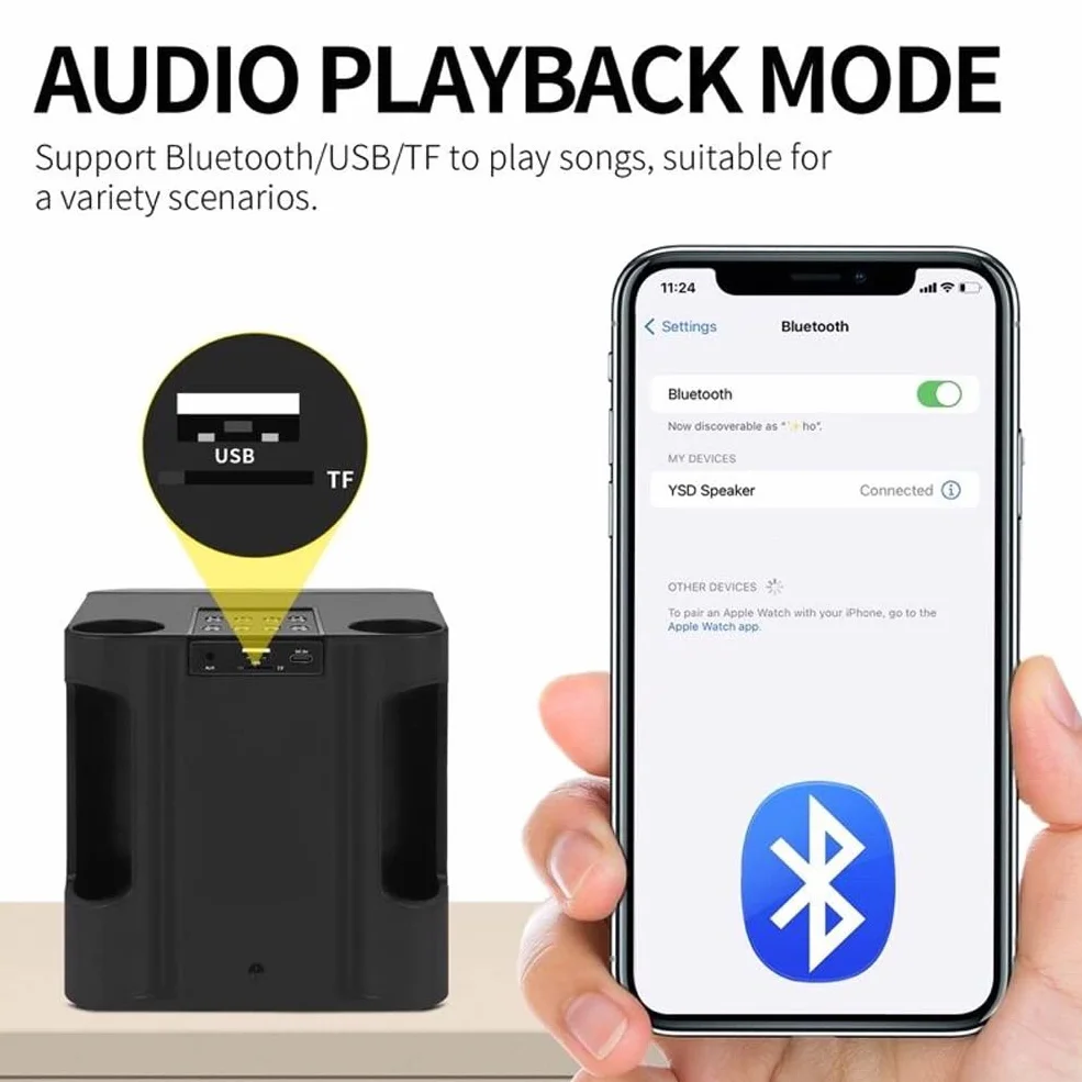 Maszyna Karaoke Głośnik z 2 bezprzewodowymi mikrofonami dla dorosłych, dzieci Przenośny Bluetooth HD Sound PA System, Śpiewająca maszyna z Echo i Vocal Cut, obsługuje TF/USB, AUX