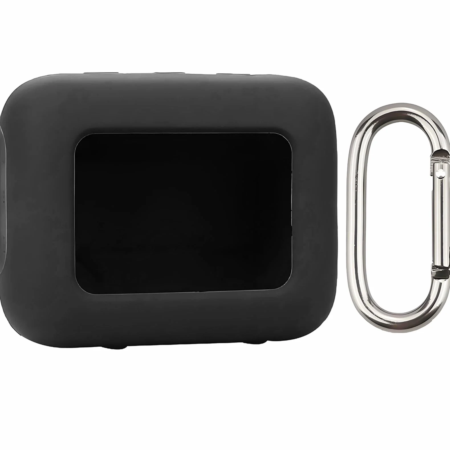 easyBee Etui do JBL Go 4 przenośne z karabińczykiem, płynny silikon, odporne na uderzenia, etui ochronne, głośnik, torba do przenoszenia, kolor czarny