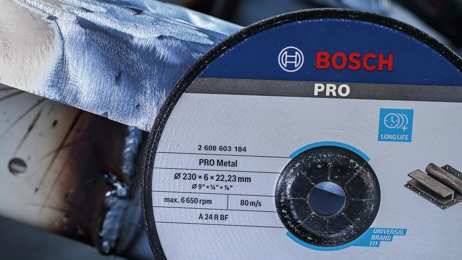 Bosch 1 x PRO Metal Longlife tarcza szlifierska do dużych szlifierek kątowych i otwór 22,23 mm (do stali, Ø 180 mm, profesjonalne akcesoria, duża szlifierka kątowa)