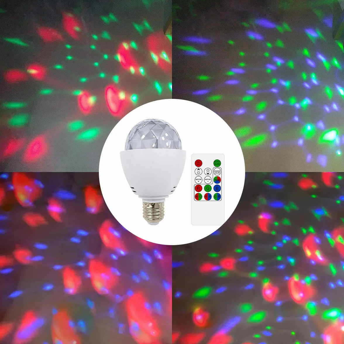 Kryształowa kula LED E27 RGB z pilotem zdalnego sterowania dyskotekowa