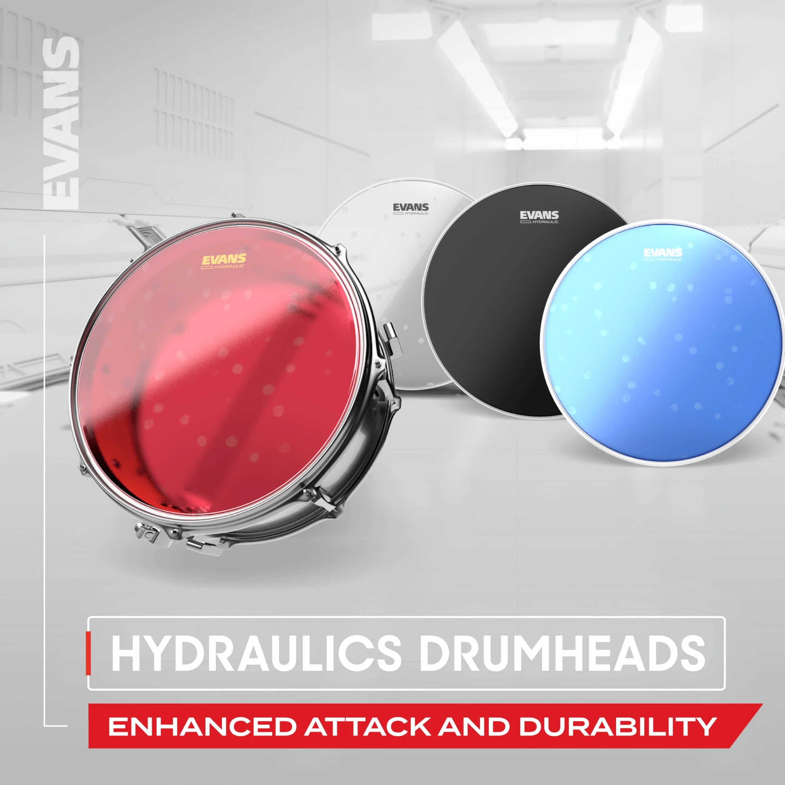 Evans hydrauliczny czerwony zestaw fuzji (25,5 cm, 30,5 cm, 35,5 cm) z powłoką UV 14"