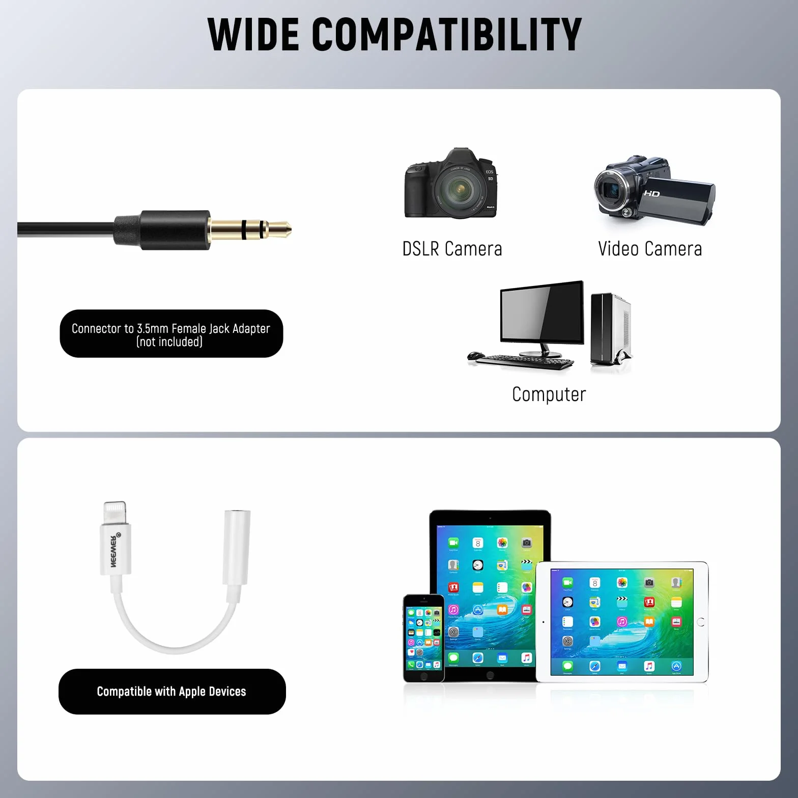 Neewer Mikrofon krawatowy z klapą kompatybilny z bezprzewodowym mikrofonem Rode GO II Wireless Pro DJI, 3,5 mm TRS wielokierunkowy pojemnościowy przewodowy klips na mikrofon Lav do transmisji na żywo
