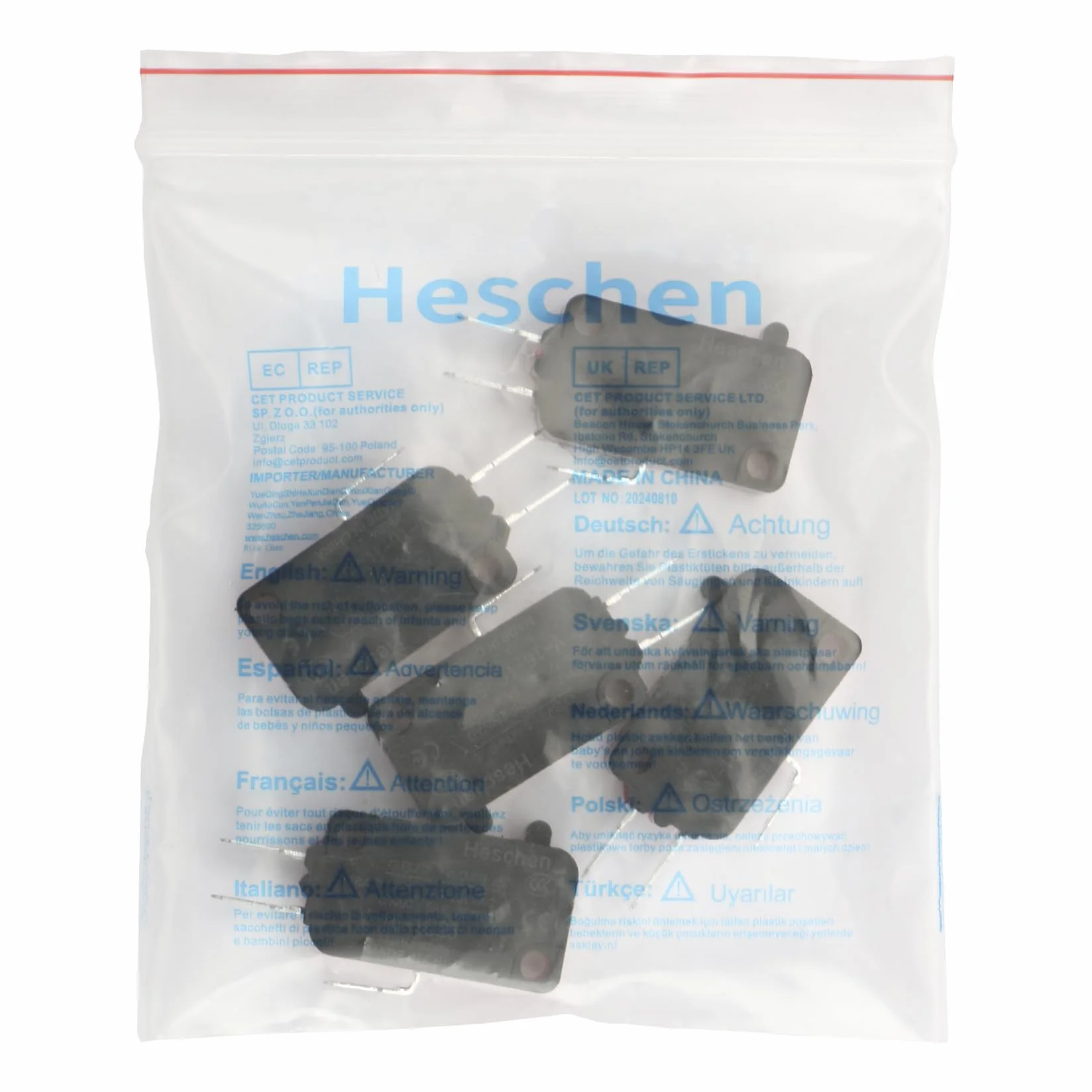 Heschen mikro przełącznik V-16-1C25 SPDT wtyk typ 16A 250 V AC 5 szt.