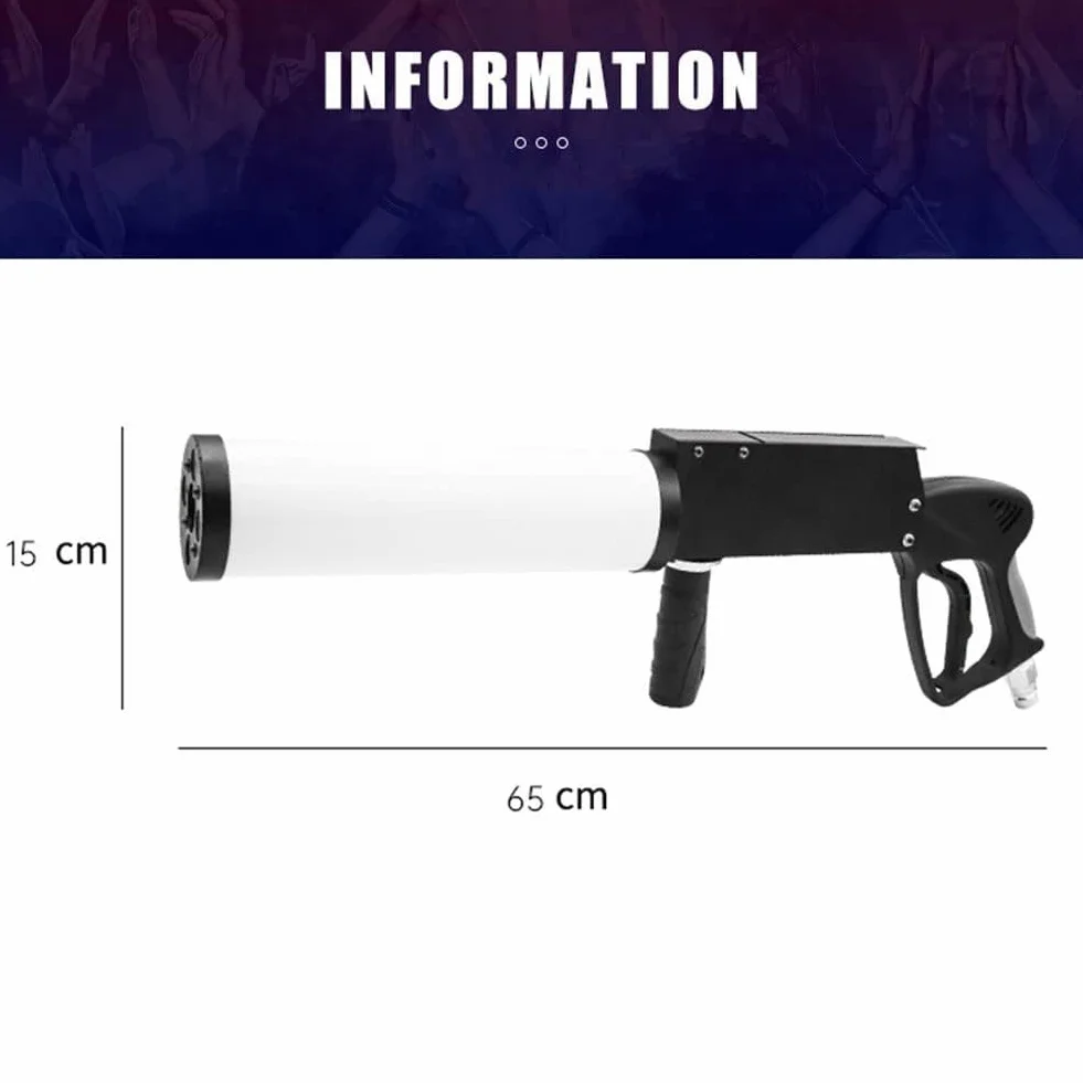 Party LED Cannon CO2 Cryo Pistol DJ Efekt Jet kolorowy z wężem gazowym Fogger Smoke Gun