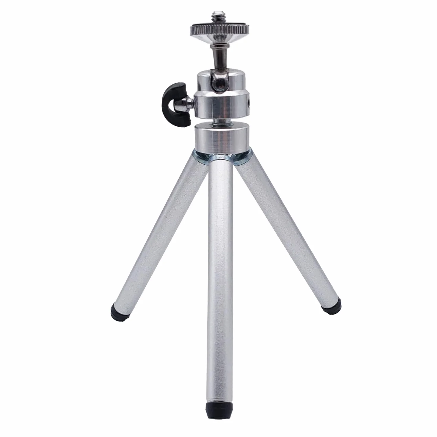 Mini statyw stołowy | Regulacja wysokości 7/14/26 cm | Obrót 360° głowicy kulkowej | Kompatybilny z aparatami i smartfonami | Kompaktowy i lekki, srebrny, Metal