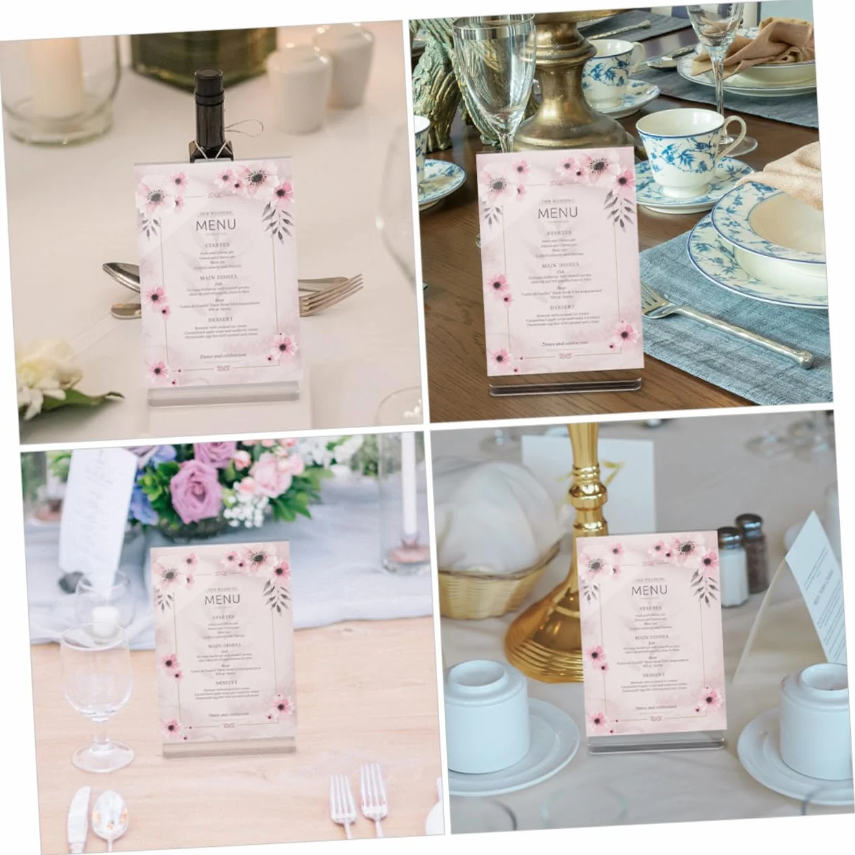 SHINEOFI 3 Szt. Przezroczysty Akrylowy Stojak Na Biurko A6 Dwustronny Stojak Na Szyldy Przezroczysta Ramka Do Menu Restauracji Pokaz Biurowy Promocje Weselne I Wydarzenia