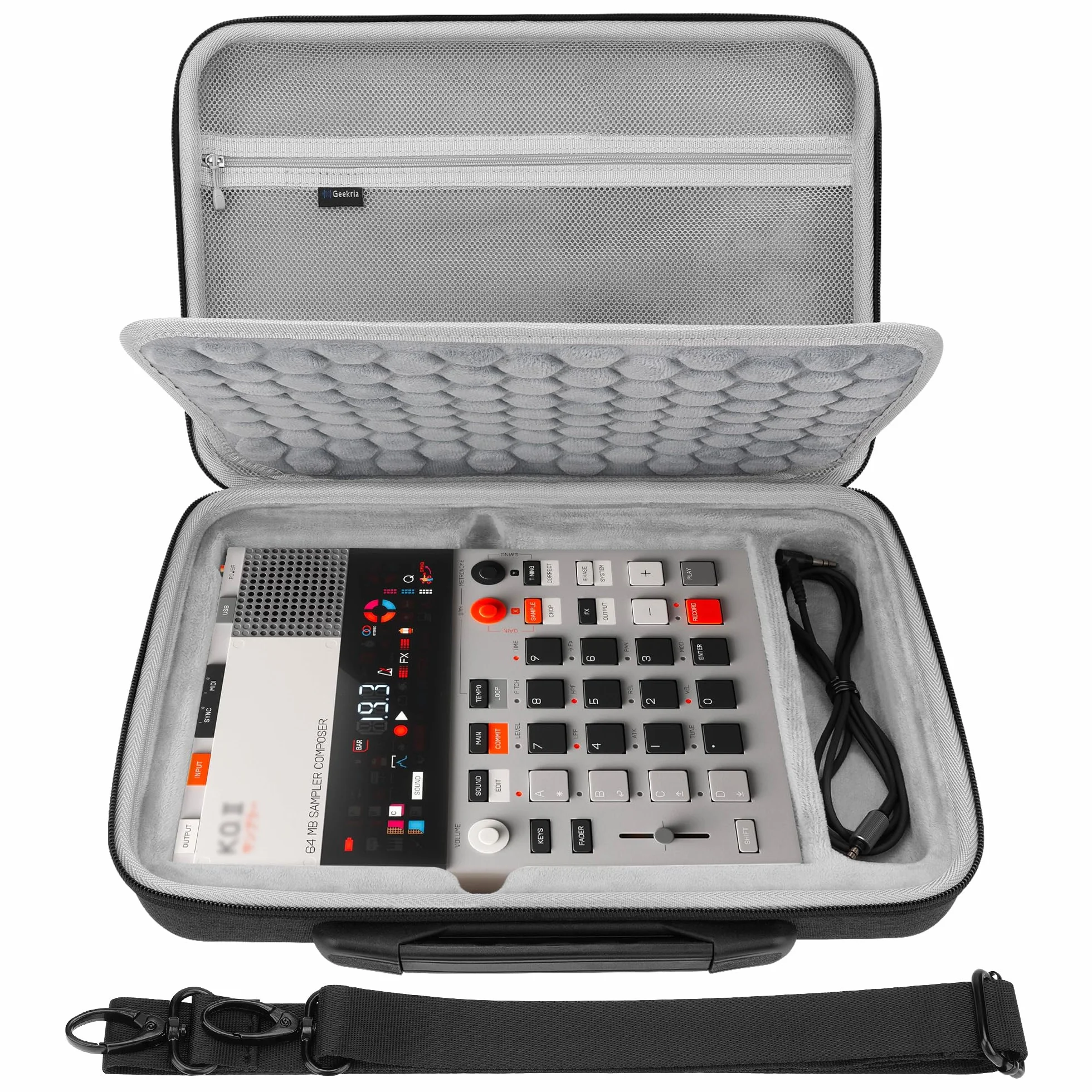 Geekria Hard Shell Travel Carry Case, Torba na Bęben Kompatybilna z Teenage Engineering EP-133 K.O. II, EP-1320 Medieval Sampler (ciemnoszary)