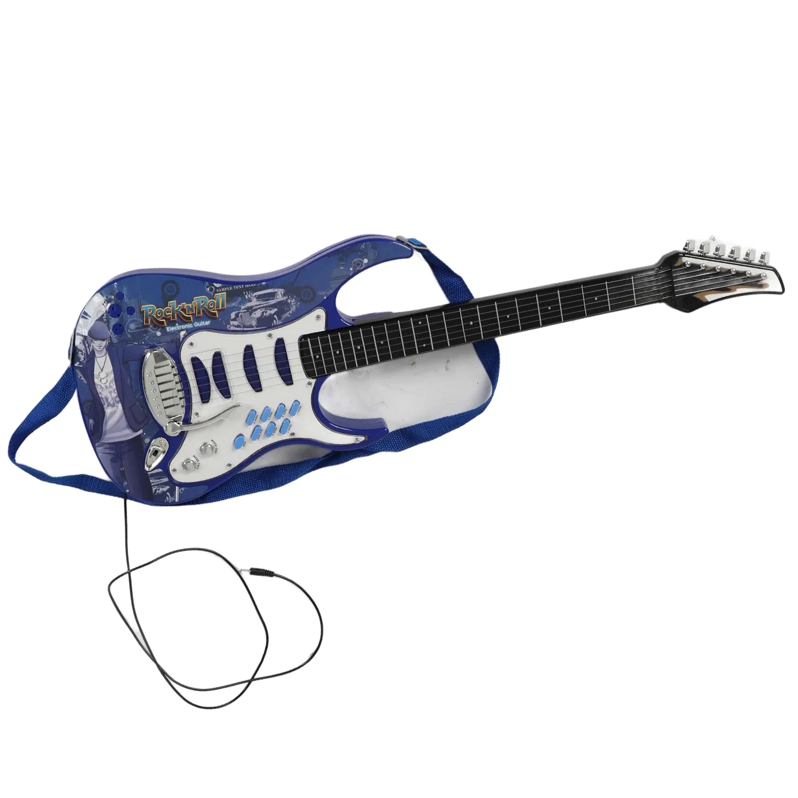 Gitara Karaoke dla Dzieci Instrument Muzyczny Gitara Elektryczna Zestaw Wzmacniaczy Mikrofonowych Mikrofon Gitarowy Zestaw Głośników Wielofunkcyjny Instrument Muzyczny z regulacją (Niebieski)