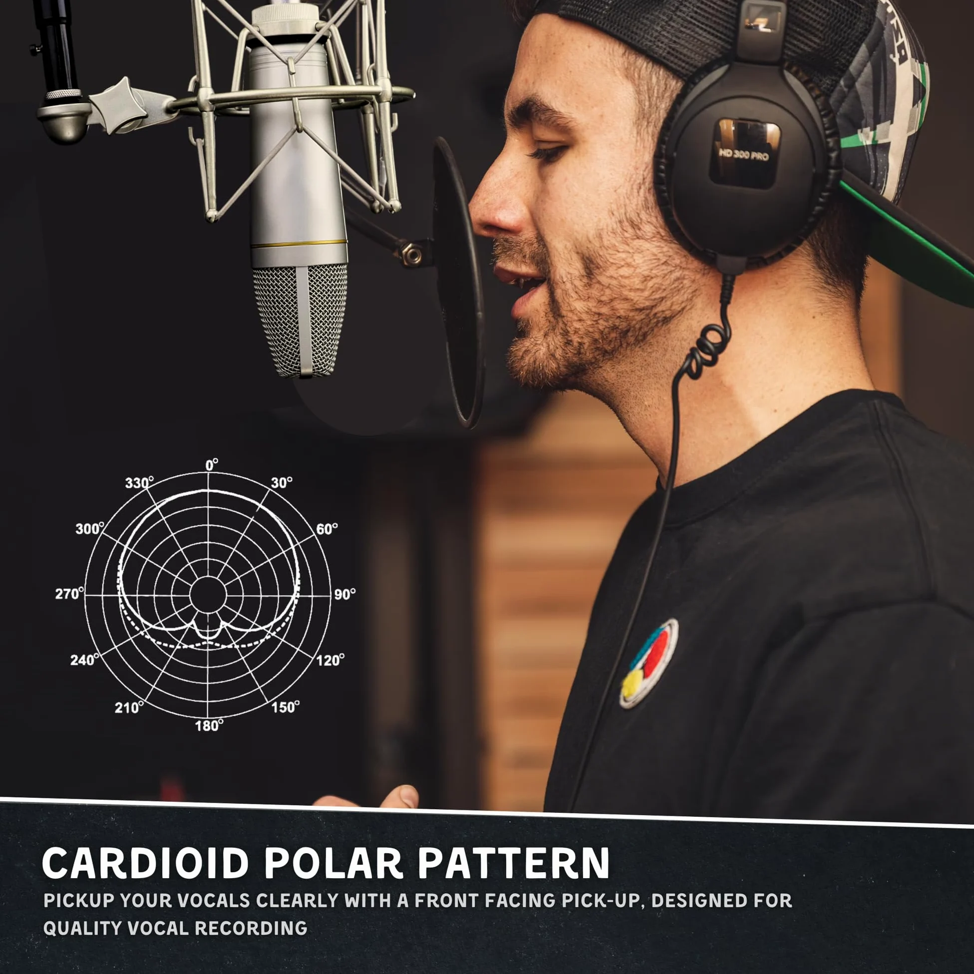 MA-67 Studio mikrofon pojemnościowy, duża kapsułka membranowa 34 mm, w tym filtr Hydro Pop, metalowy uchwyt amortyzacyjny, kabel XLR i torba na mikrofon - do produkcji muzyki, nagrywania wokalu i