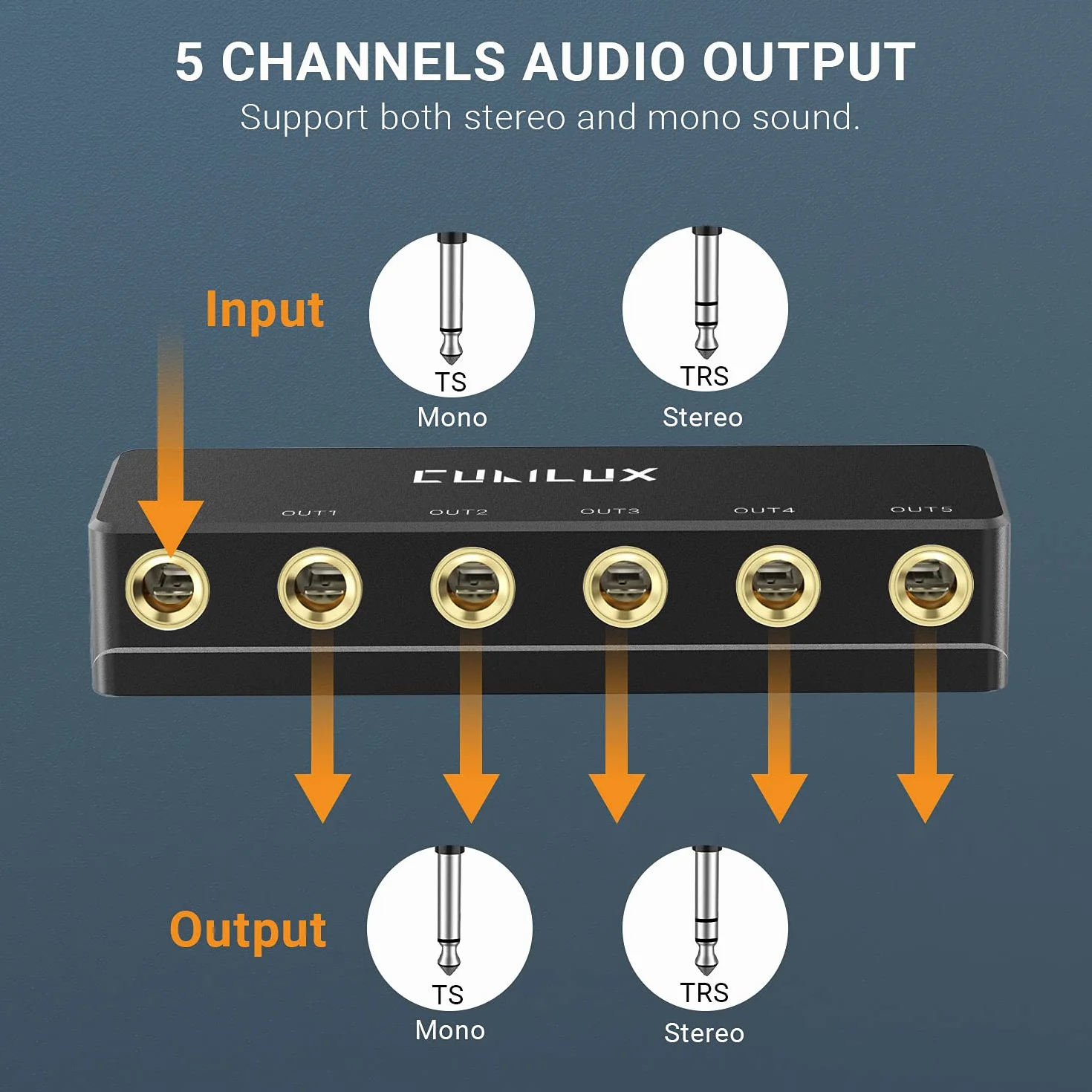 Cubilux Pasywny Rozdzielacz Słuchawek 6.35mm, 1/4” Stereo Rozdzielacz Audio Multi, Rozdzielacz TRS TS Aux z Wieloma Portami do Sygnalu Gitary, Nagrywania Studyjnego, Występów na Żywo, Monitorów