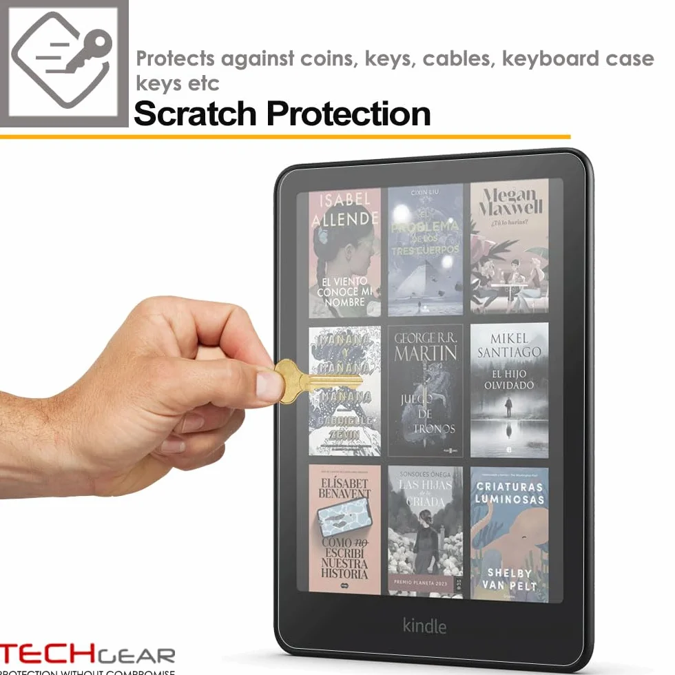 TECHGEAR 2-pak ochraniaczy ekranu do 17.8 cm Amazon Kindle Paperwhite/Signature/Paperwhite Kids/Kindle Colorsoft (wydanie 2024 / 12. generacji) CLEAR pełna osłona ekranu wyświetlacza LCD