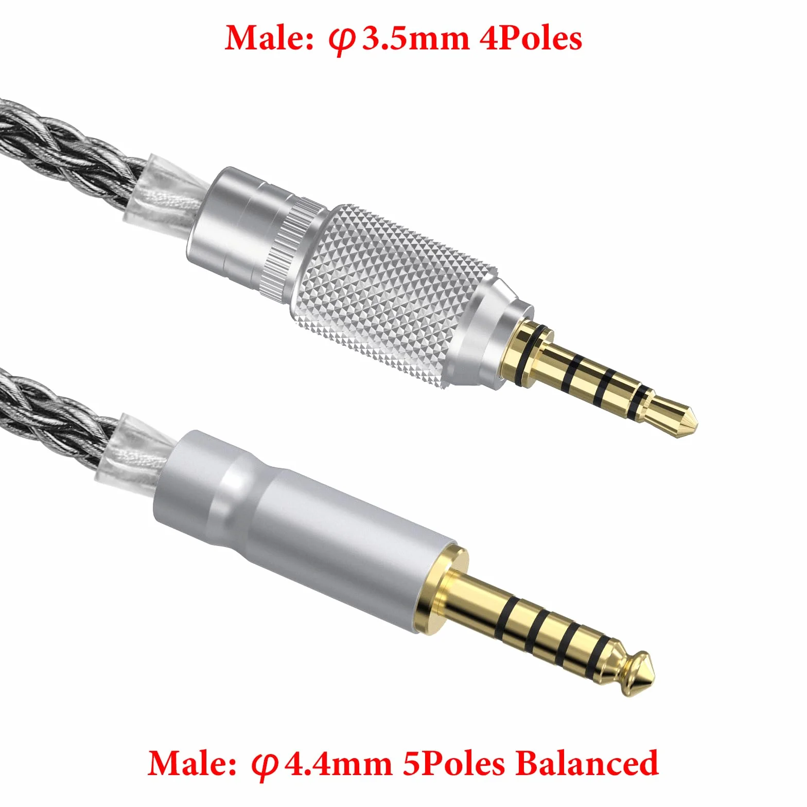 Geekria Apollo Srebrnopokryty kabel audio do aktualizacji 4,4 mm na 3,5 mm, kompatybilny z Sony MDR-MV1 MDR-M1 MDR-M1ST, kabel zamienny z gwintowanym mechanizmem blokującym pokrętło (4,9 ft / 1,5 m)