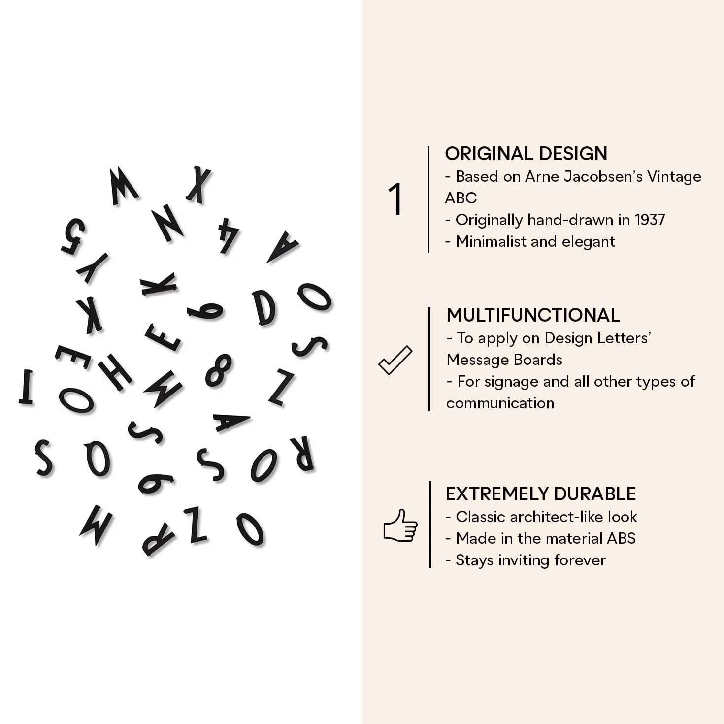 Design Letters Liczby i litery do dekoracji domu, wymienne ikony do tablicy montażowej, rekwizyty do fotobudki do filcowej tablicy listowej, litery i cyfry do biura, dekoracji, na imprezę, czarne, 132