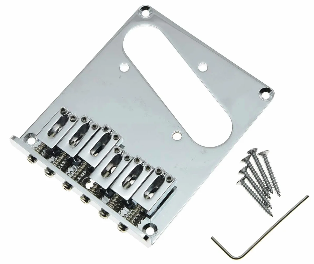 KAISH Chromowany mostek gitarowy Tele Single Coil Bridge do gitary Telecaster/Tele