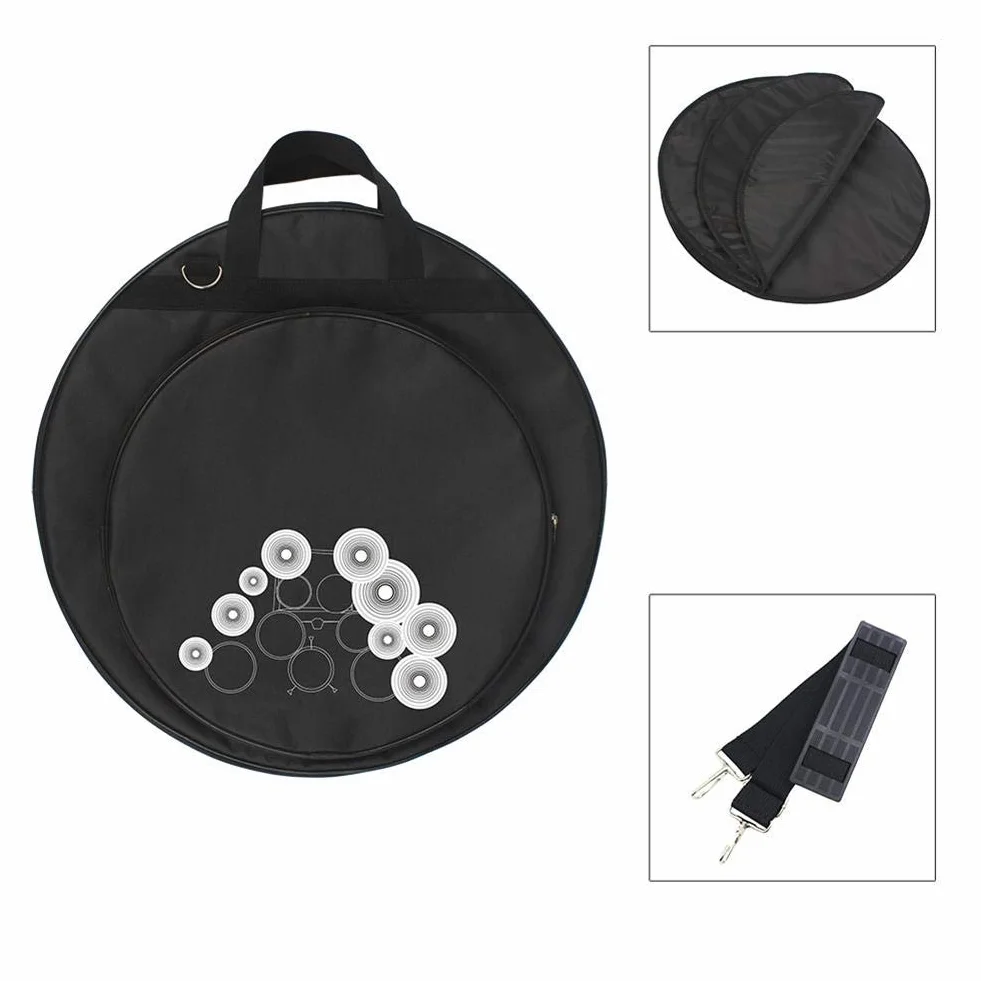 Bnineteenteam Cymbal Bag plecak 21 cali Cymbal Bag torby Cymbal Cases i torby z paskami plecaka z trzema kieszeniami, czarny