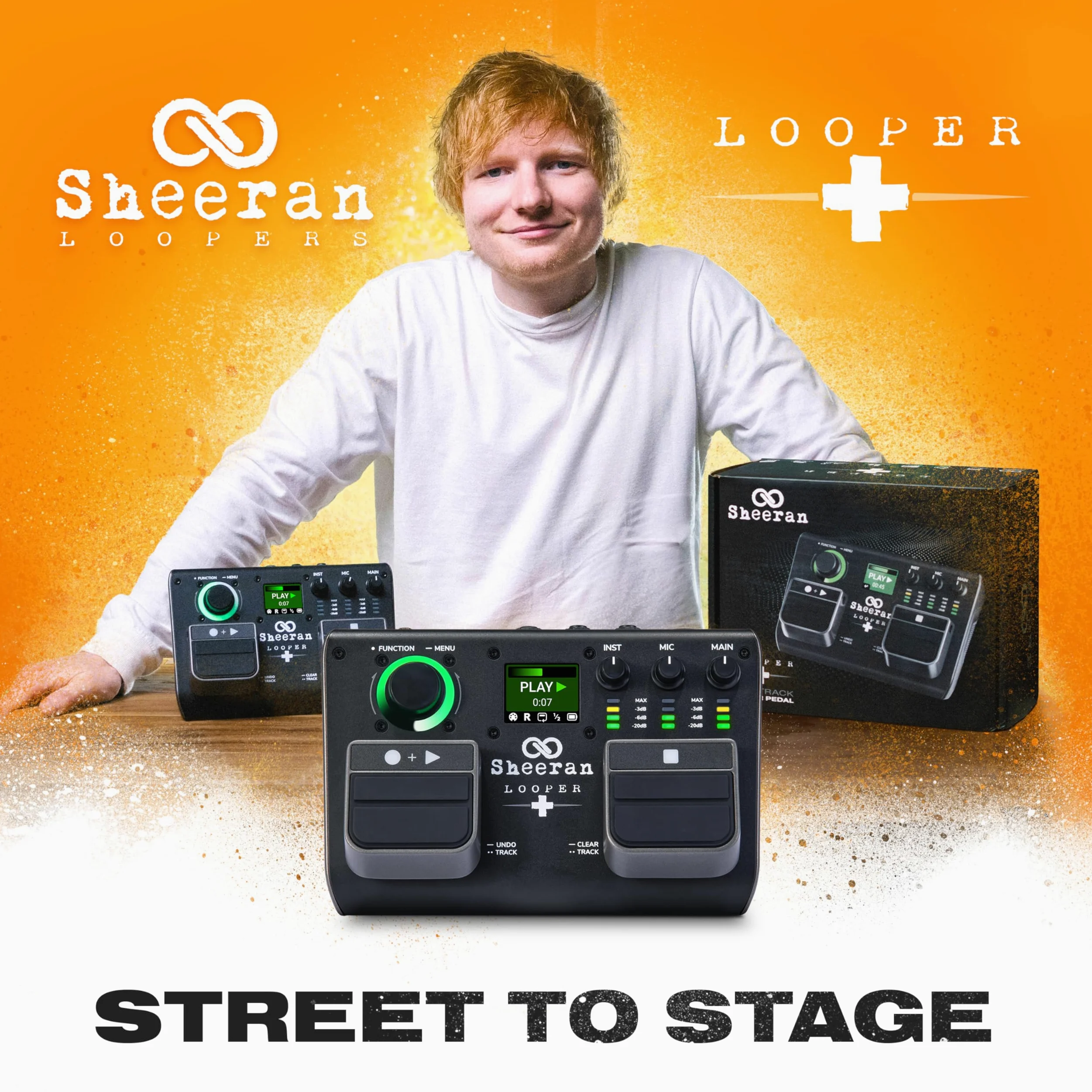 SHEERAN LOOPER + Dwuścieżkowy z pedałami do gitary, keyboardu i wokalu, z pamięcią na 128 loopów, trybami loopowania, ekranem LED i interfejsem audio