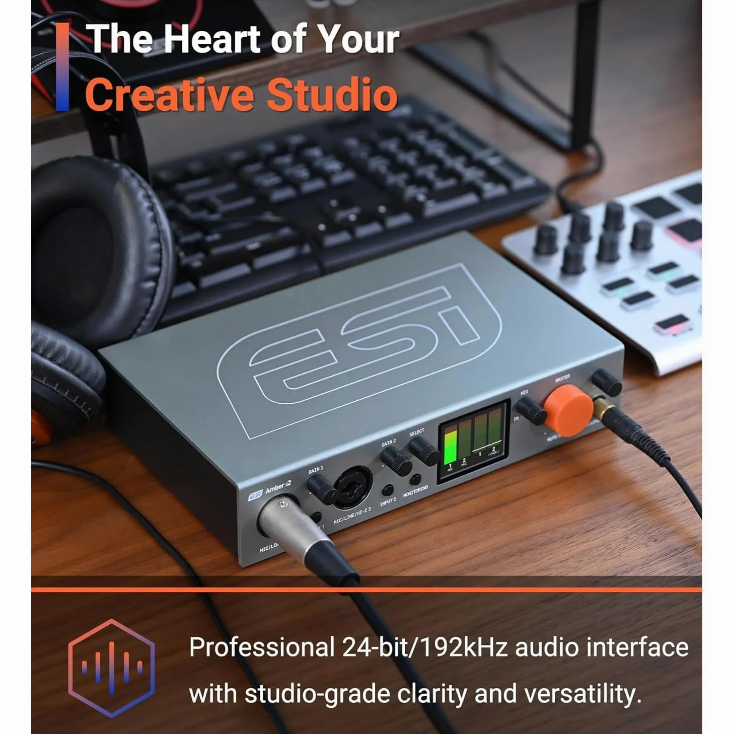 ESI Amber i2 x 2-kanałowy interfejs audio USB ze słuchawkami keepdrum