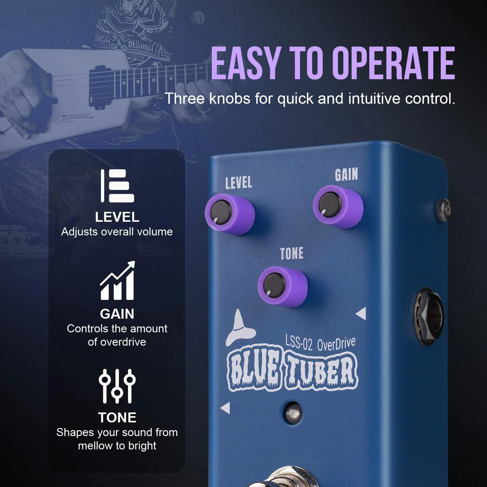 Overdrive efektów gitarowych w stylu TS – True Bypass, obwód analogowy, kompaktowa konstrukcja (Overdrive)