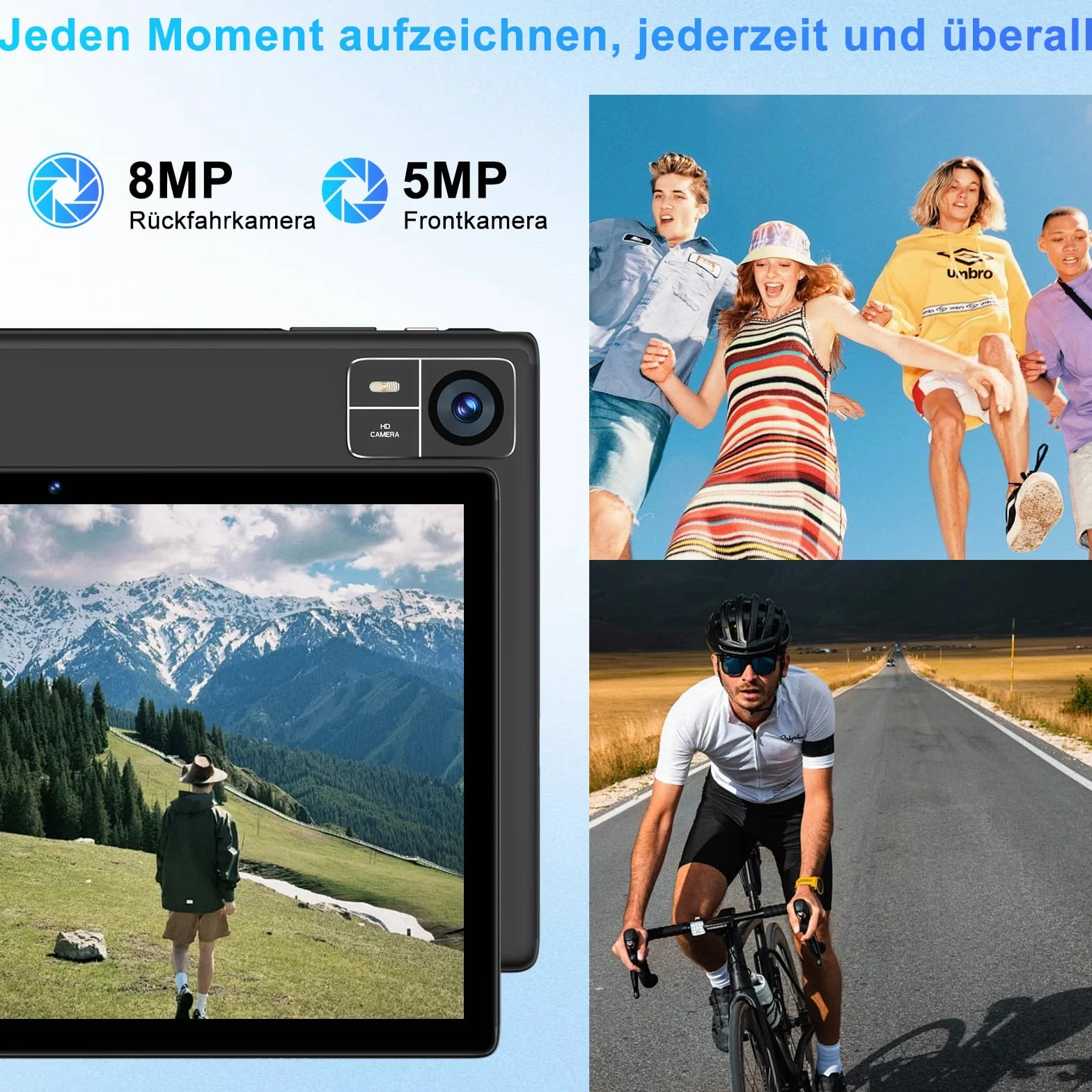 Tablet z Androidem 22GB RAM+128GB ROM (1TB TF), tablety 10 cali, 8000 mAh, Octa-Core T606,2.0Ghz, WiFi5G+2.4G, GPS, 8MP + 5MP, Bluetooth 5.0, Cast, Tablet PC z etui, klawiatura i mysz, czarny
