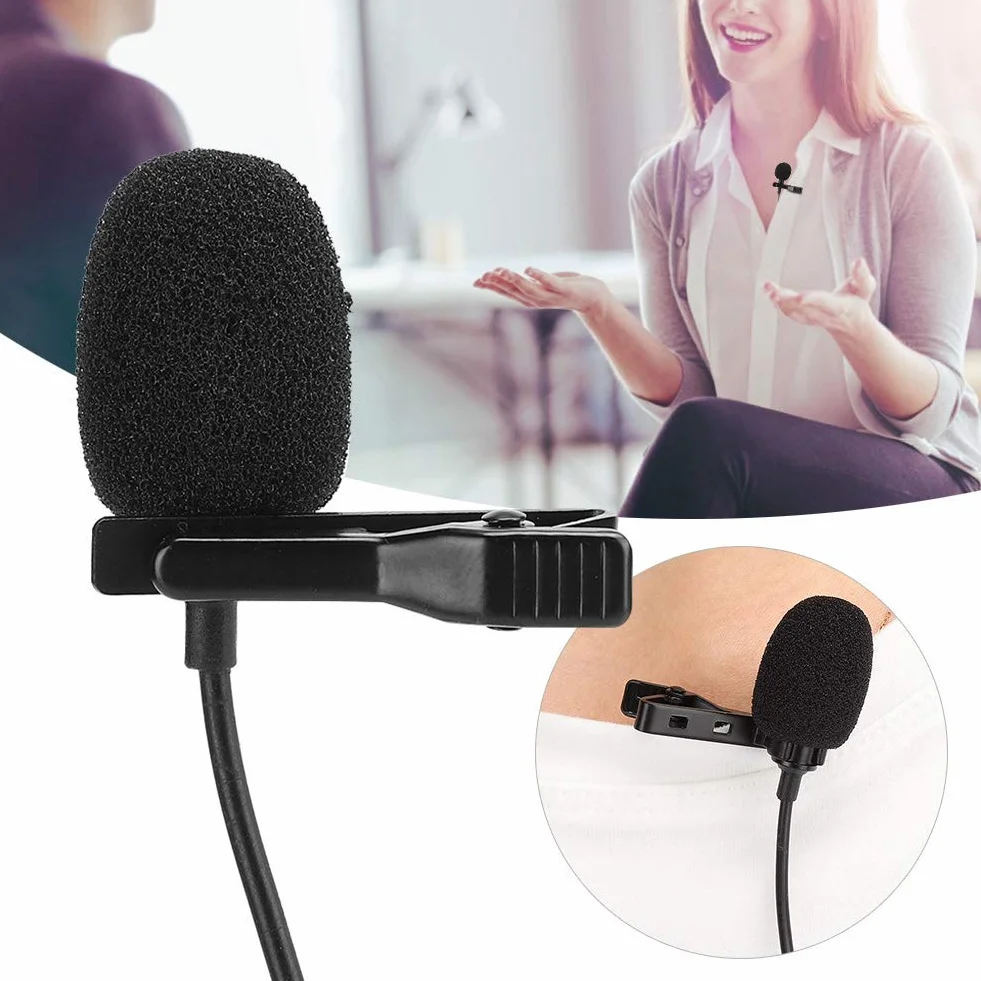 Mikrofon do klapy, Kondensator dookólny 1,5 m mikrofon klapy ze złączem 3,5 mm średnicy, mini mikrofon nagrywania konferencji, podcast, nagrywanie entrevi