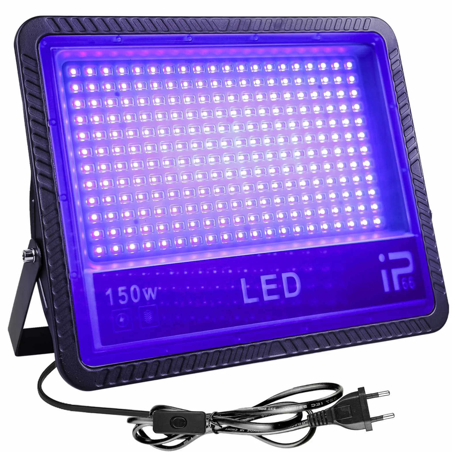 Reflektor LED z czarnym światłem, 1 sztuka 150 W UV czarne światło, IP66, reflektor UV, czarne światło na imprezę, Halloween, graffiti, dyskotekę, wydarzenia na świeżym powietrzu (285 x 240 x 50 mm)