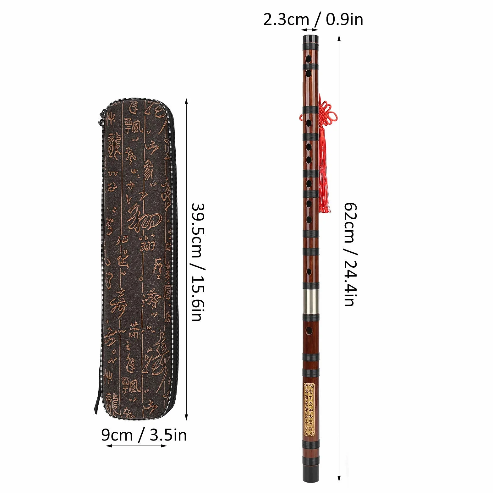 Bambusowy Flet Chiński D-Key Dizi Tradycyjny Instrument Dęty Zestaw