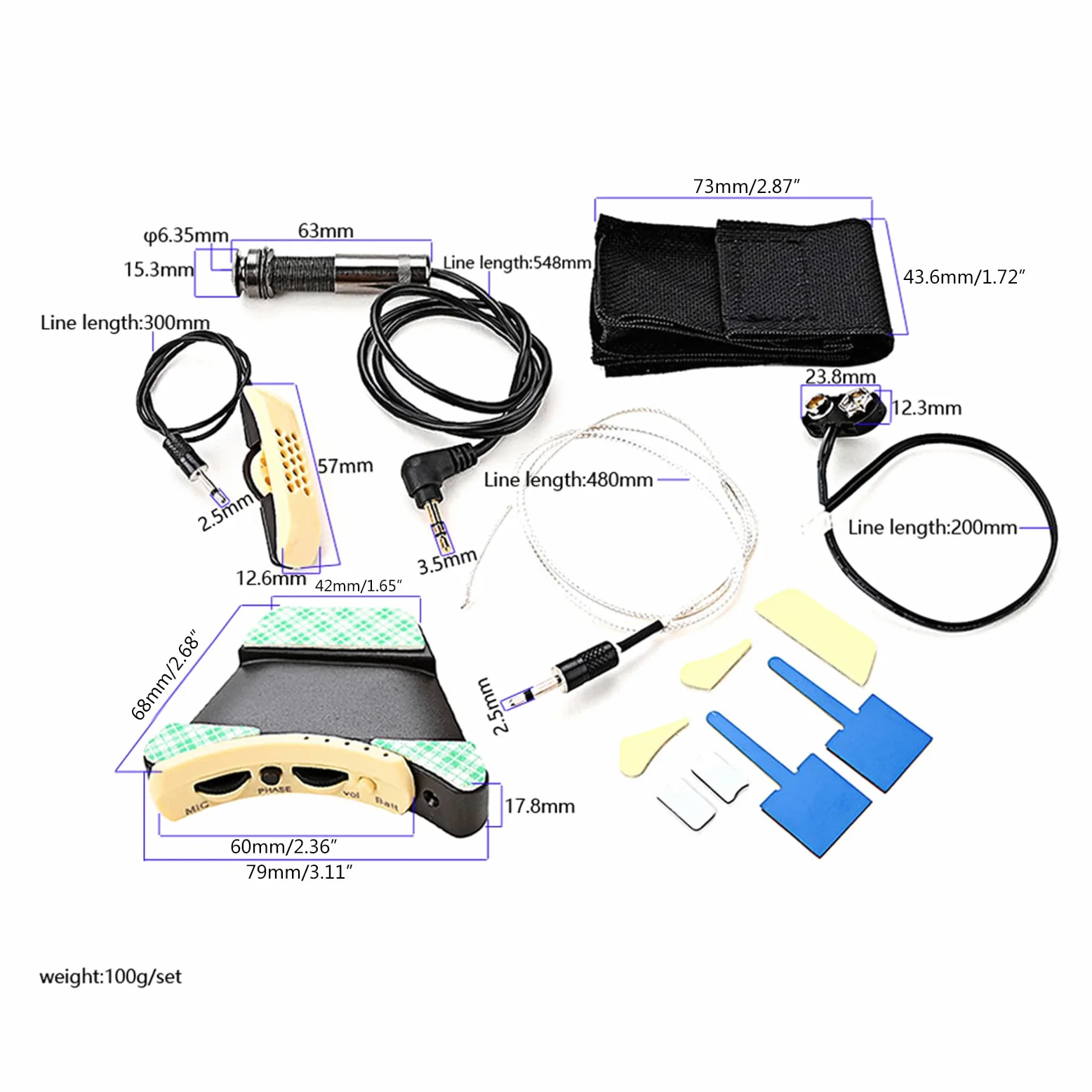 Folk Acoustic Guitar Pickup Korektory gitarowe Piezo Pickup Wzmacniacz Tuner