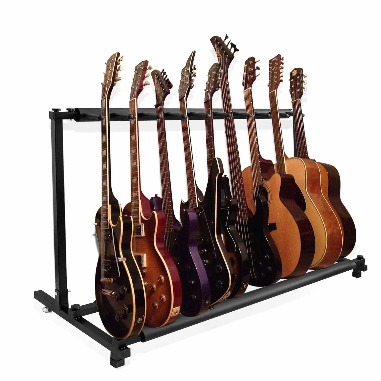 Stojak na gitarę, stojak na bas, 9 uchwytów na gitarę elektryczną, akustyczną, składane stojaki podłogowe z aluminium (9 miejsc)