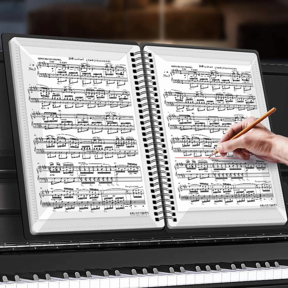 A4 teczka na nuty 40-stronicowa Teczka na nuty fortepianowe dla graczy, muzyków, studentów