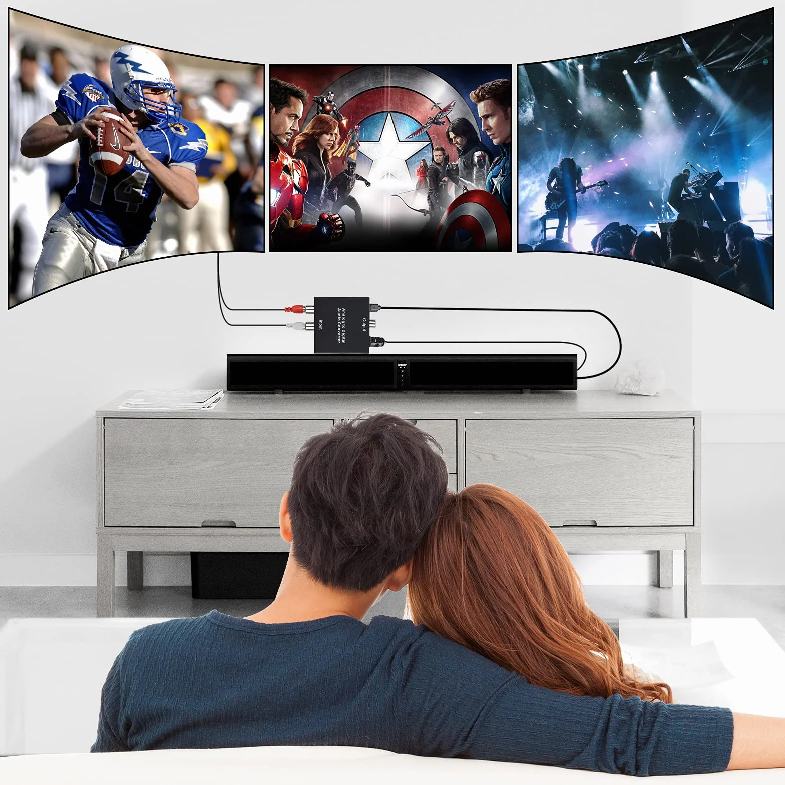SOUTHSKY Konwerter audio 3,5 mm Aux Jack R/L 2 RCA cinch na SPDIF Toslink optyczny koncentryczny