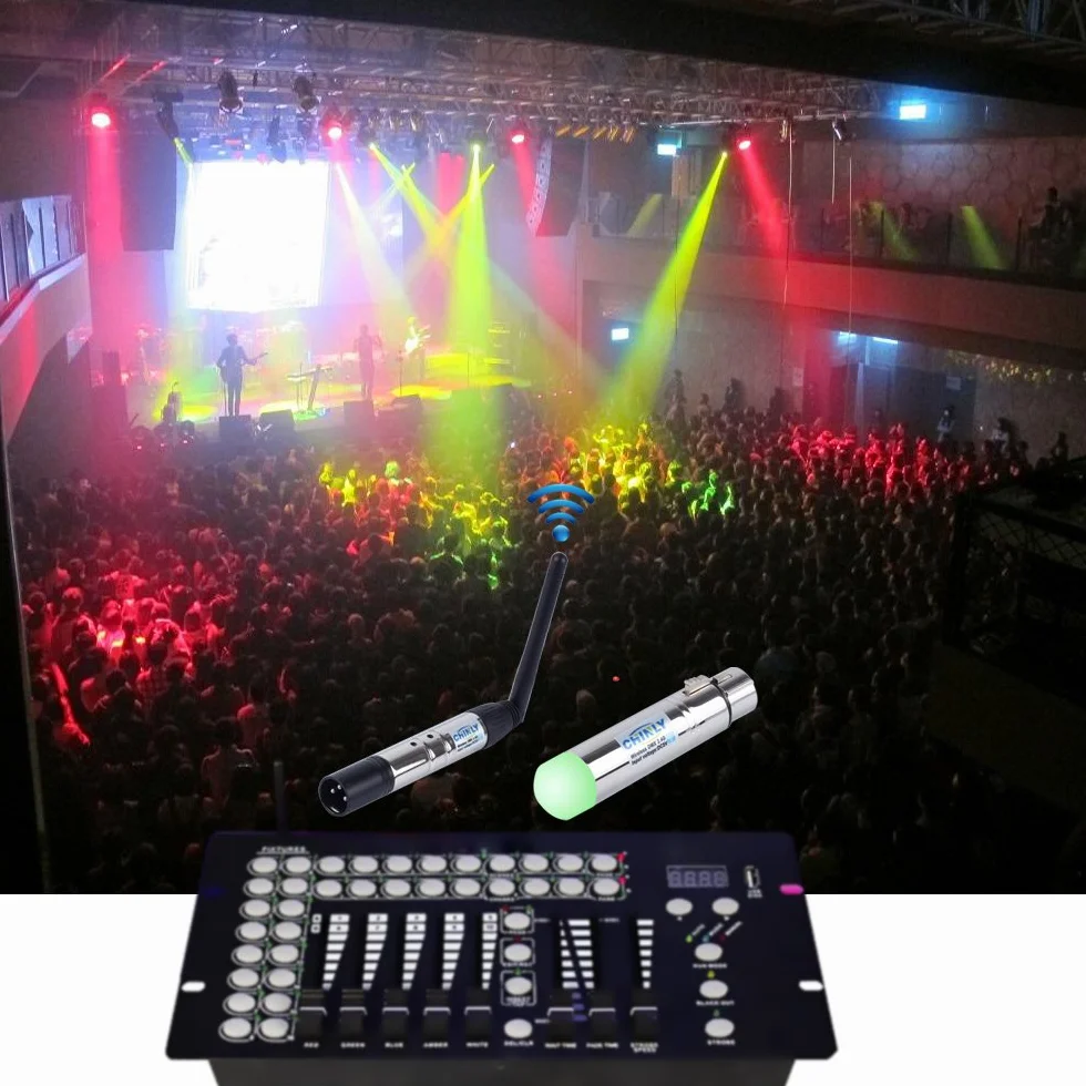XLR nadajnik/odbiornik DMX512 2,4 GHz ISM z anteną do oświetlenia scenicznego 1 Sender 7 Empfänger