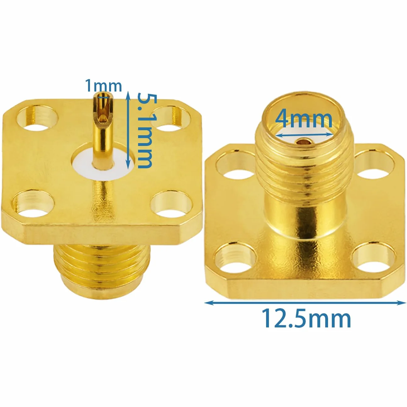 Vecys 5 sztuk gniazdo SMA 4 otwory panel Mount RF wtyczka koncentryczna 50 omów SMA gniazdo kołnierz obudowa mocowanie przyłącze lutowanie mosiądz pozłacany konwerter do radia WiFi anteny kabel