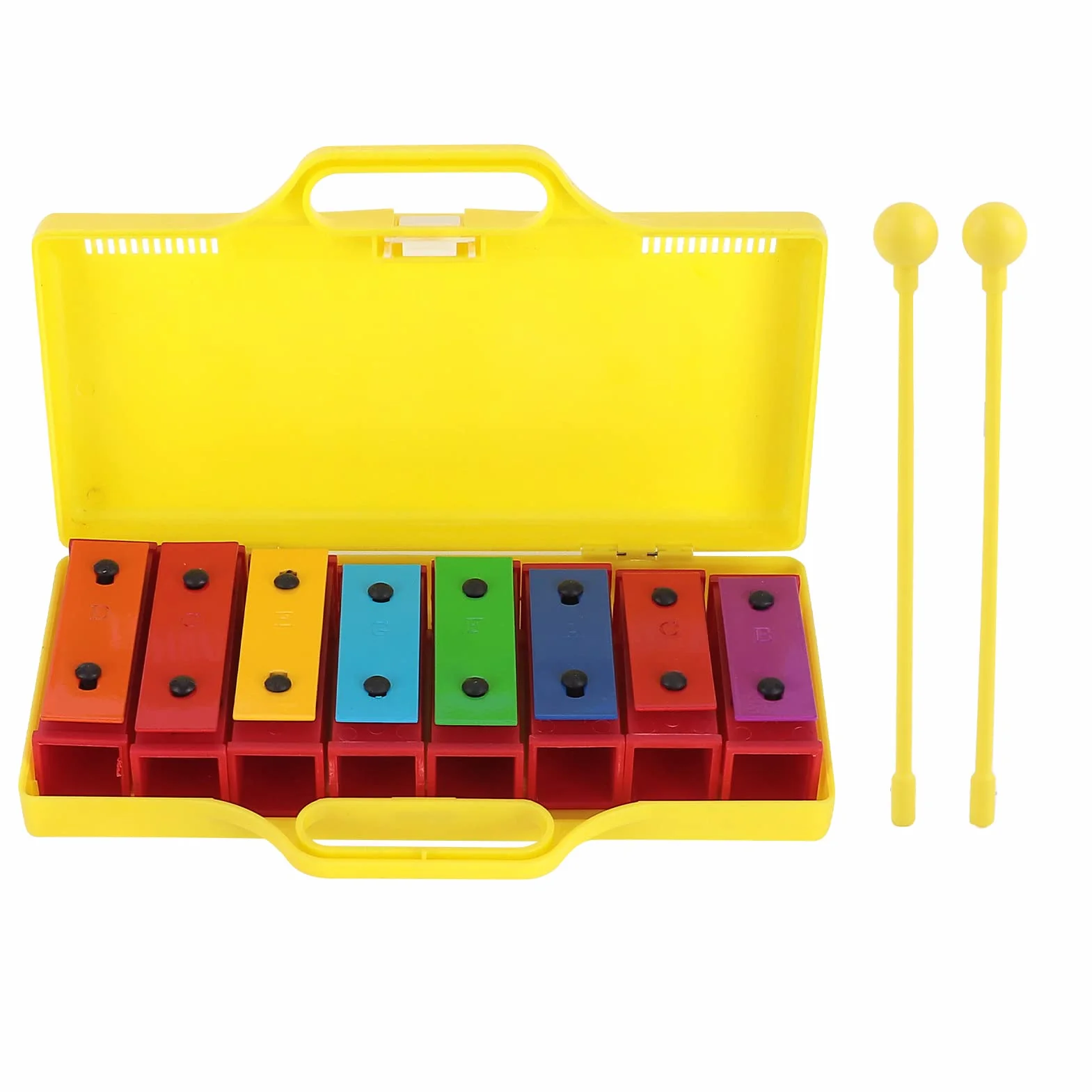 Eujgoov Professional Glockenspiel 8 Note Ksylofonowe Instrumenty Perkusyjne do Gier Rodzinnych lub Muzyczny z 2 Pałeczkami 1 żółte Pudełko