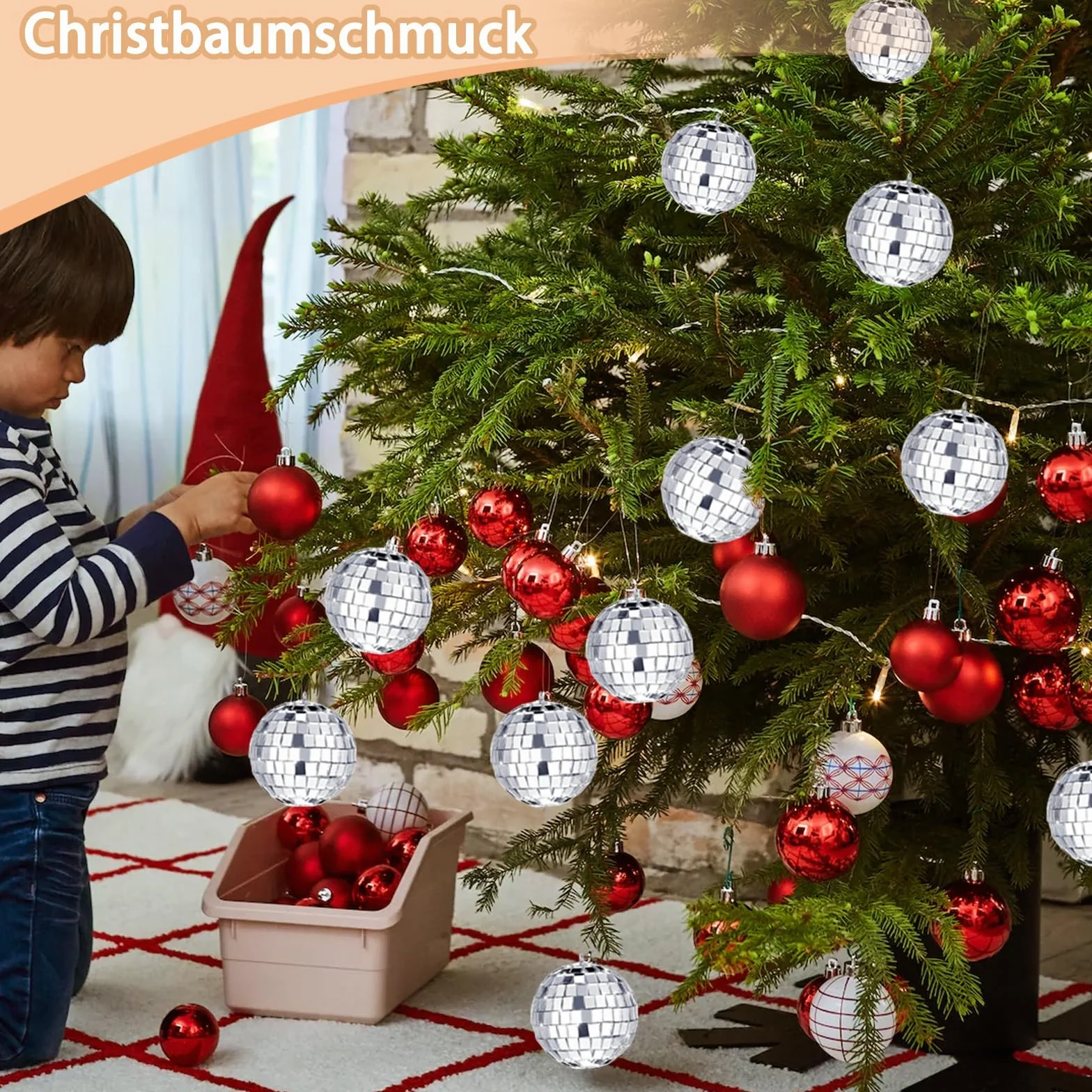 Srebrna kula dyskotekowa 18 sztuk 3 cm 5 cm wisząca do dekoracji