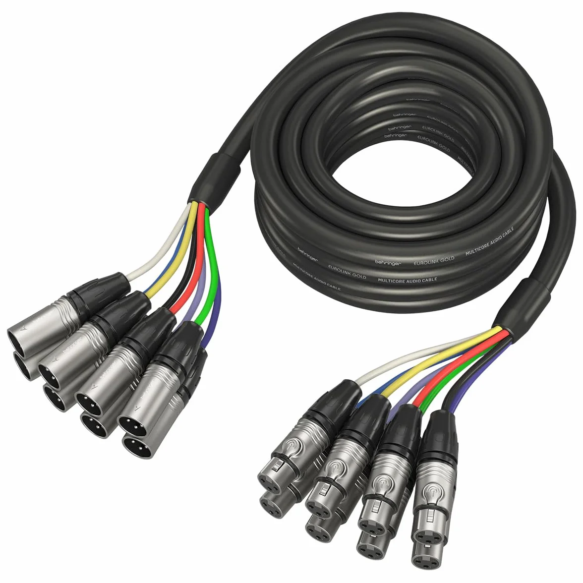 Behringer Multicore Cable - 8-way XLR Male to XLR Female - 8 Channel Snake Cable - 5 m / 16.4 ft - Gold Performance - GMX-500