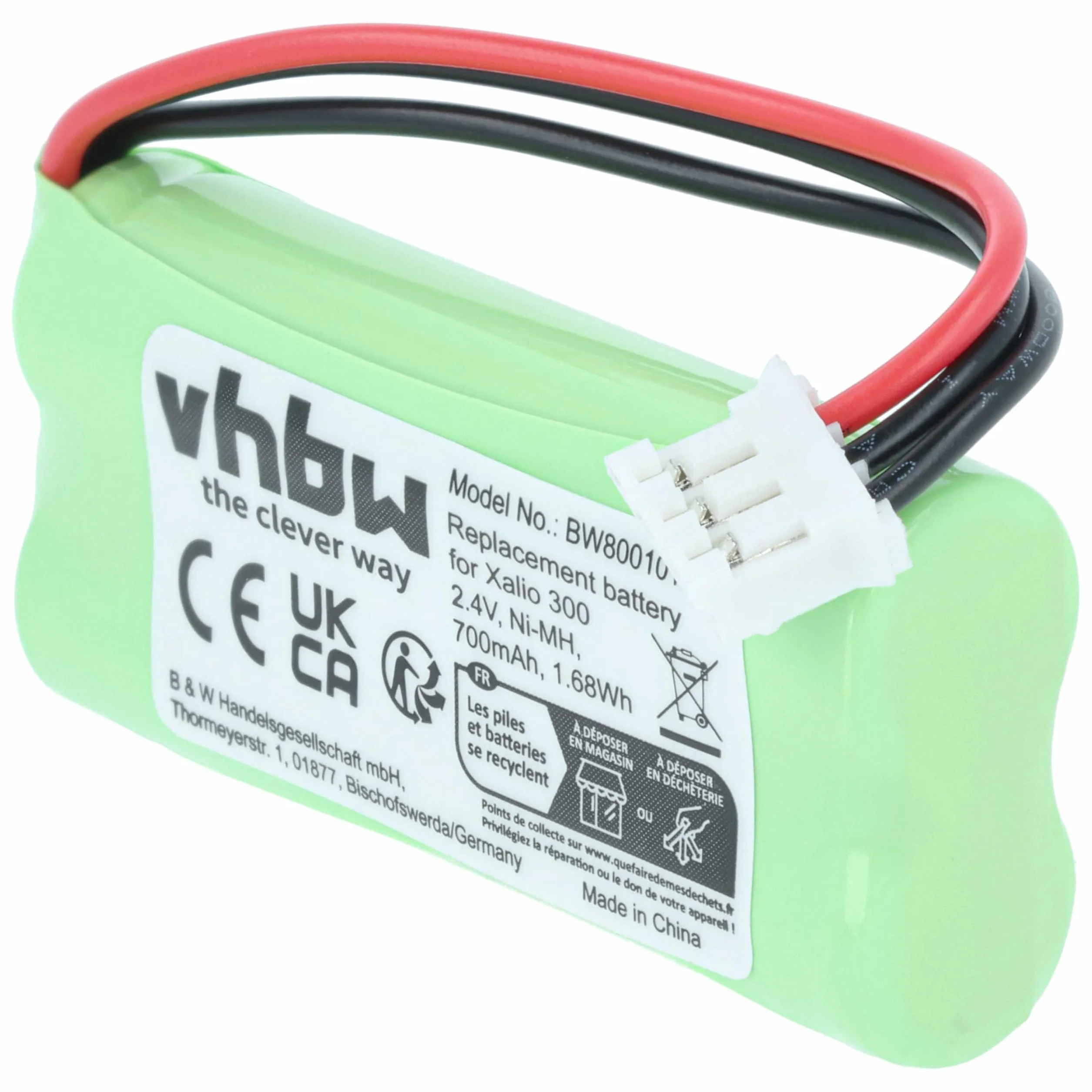 vhbw NiMH akumulator 600 mAh (2,4 V) do bezprzewodowego telefonu stacjonarnego Philips Xalio 300, 300 DECT jak 2HR-AAAU, H-AAA600X2, H-AAA500X2.