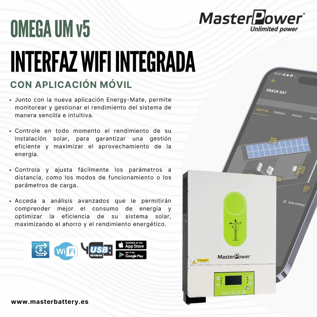 Master Power UM-V5 4000 W 24 V MPPT 120A do 5000 W, falownik hybrydowy, z podwójnym wyjściem do inteligentnego zarządzania ładowaniem + WiFi